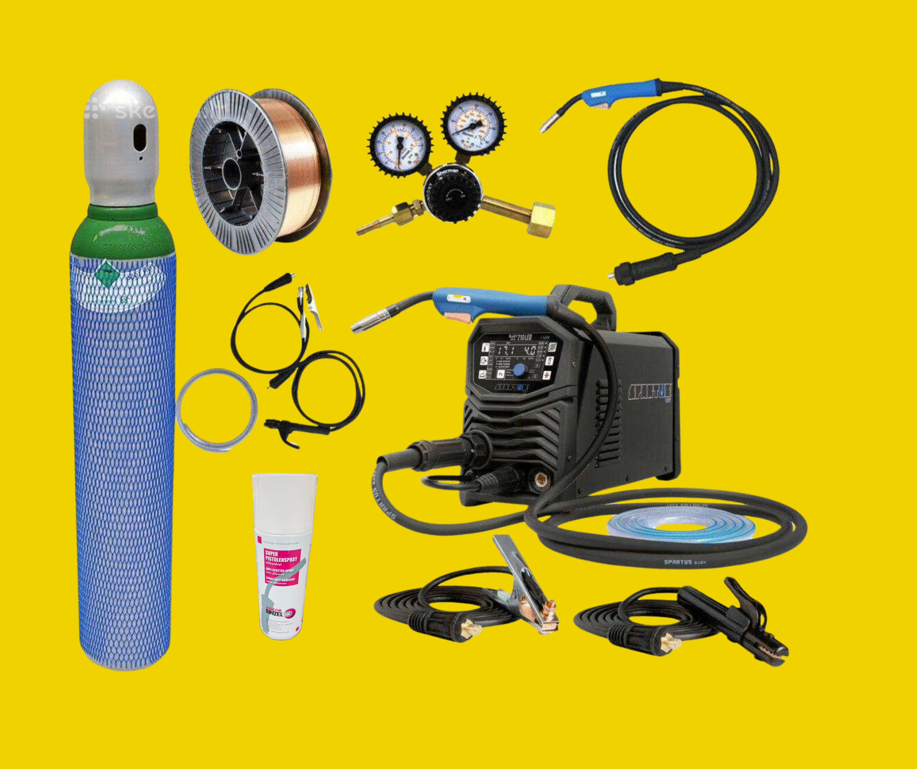 Suvirinimo pusautomačio komplektas SPARTUS EasyMIG 210LED, 200A, 230V
