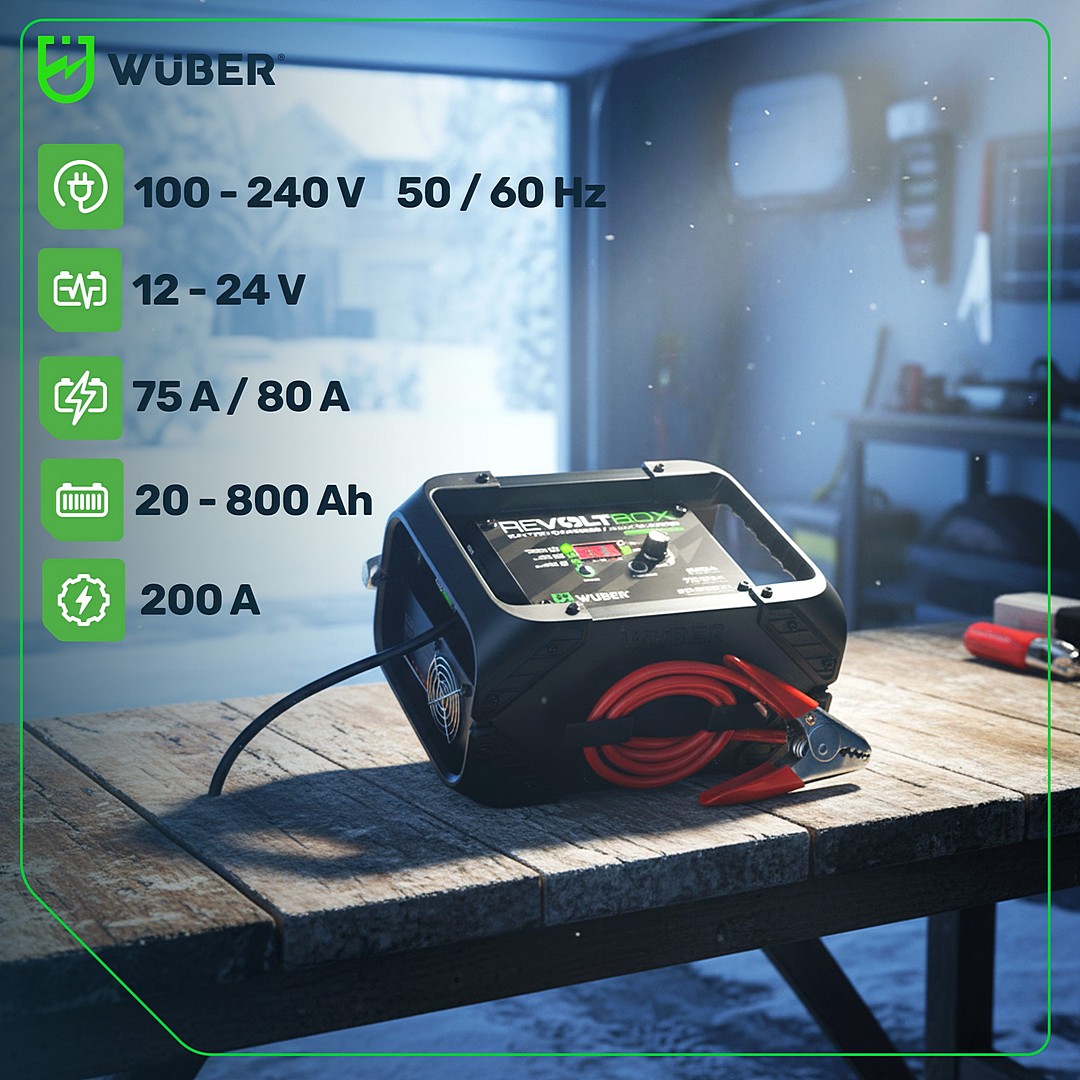 Automatinis akumuliatoriaus įkroviklis su starteriu 200A 