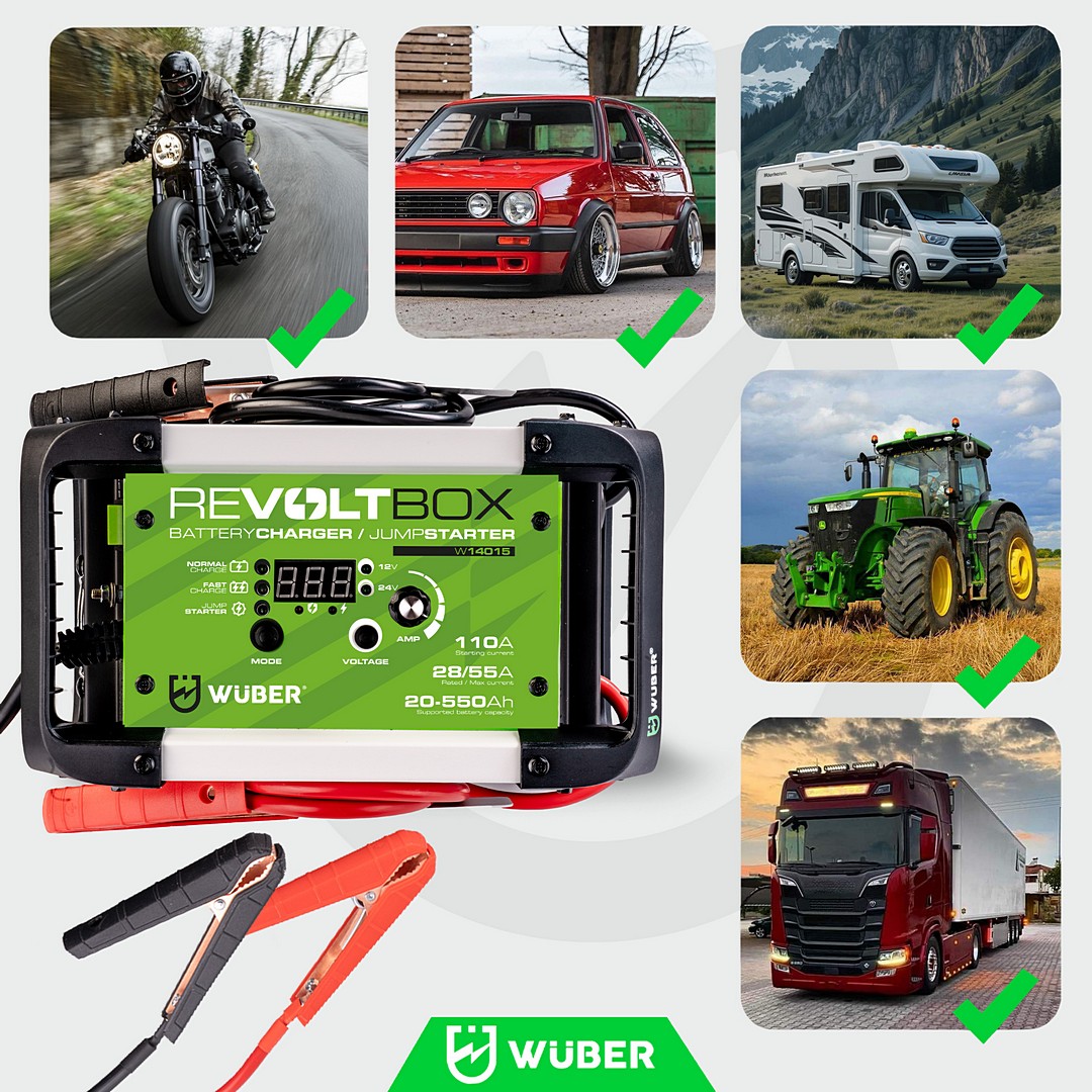 Automatinis akumuliatoriaus įkroviklis su starteris 110A