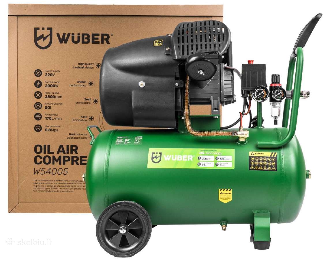 Wuber 50l dviejų cilindrų kompresorius