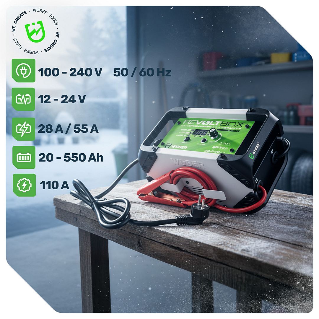 Automatinis akumuliatoriaus įkroviklis su starteris 110A