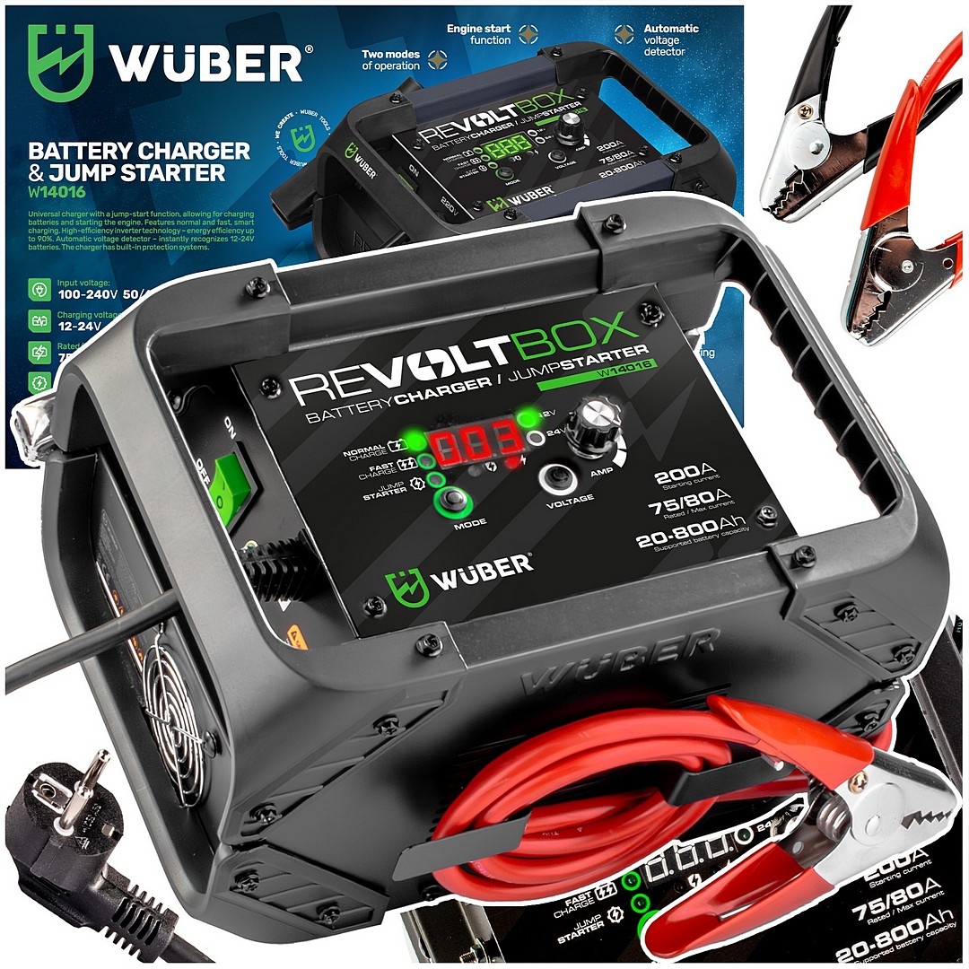 Automatinis akumuliatoriaus įkroviklis su starteriu 200A 