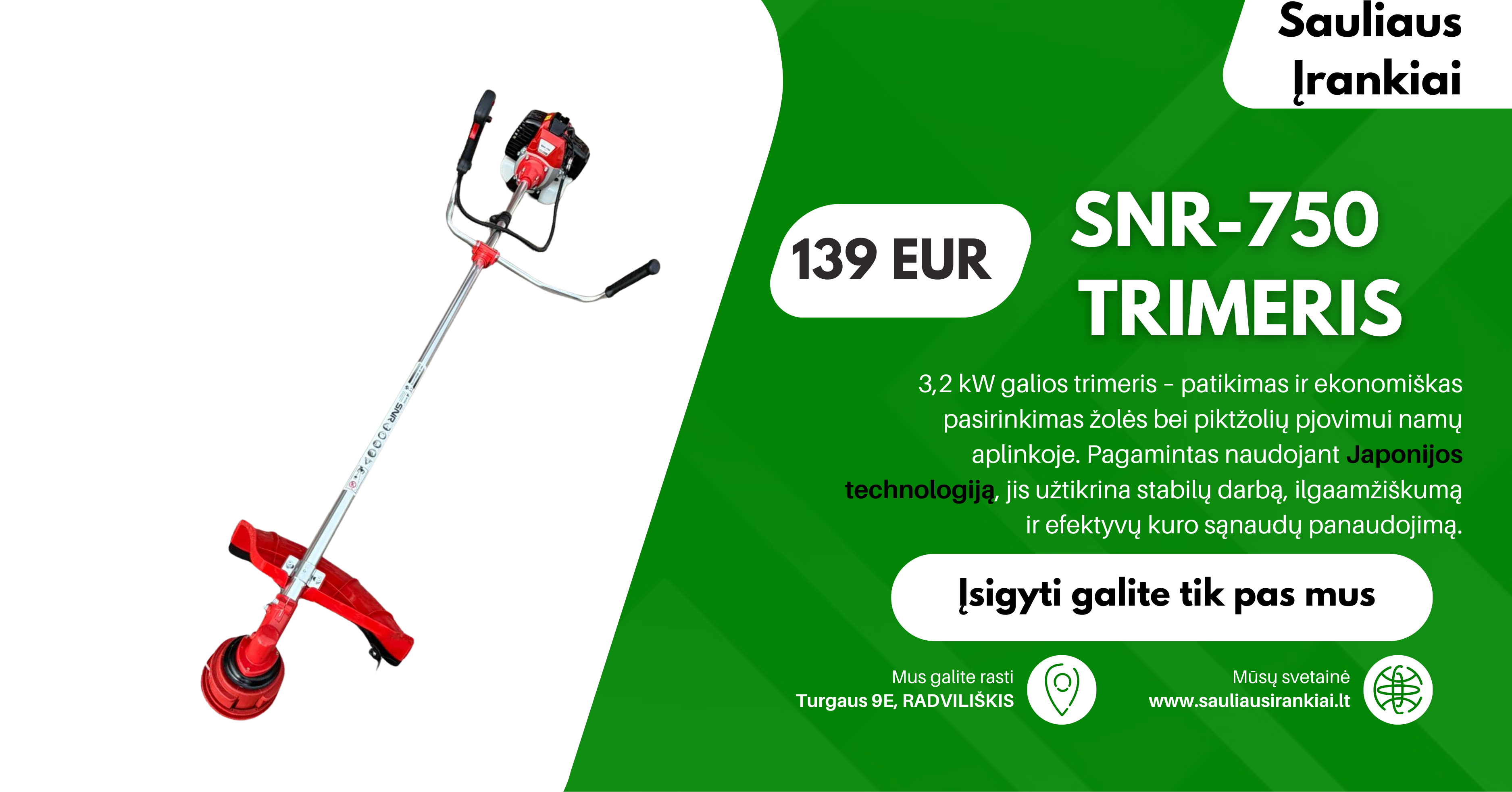 Benzininis Trimeris Snr-750 3,2 kw