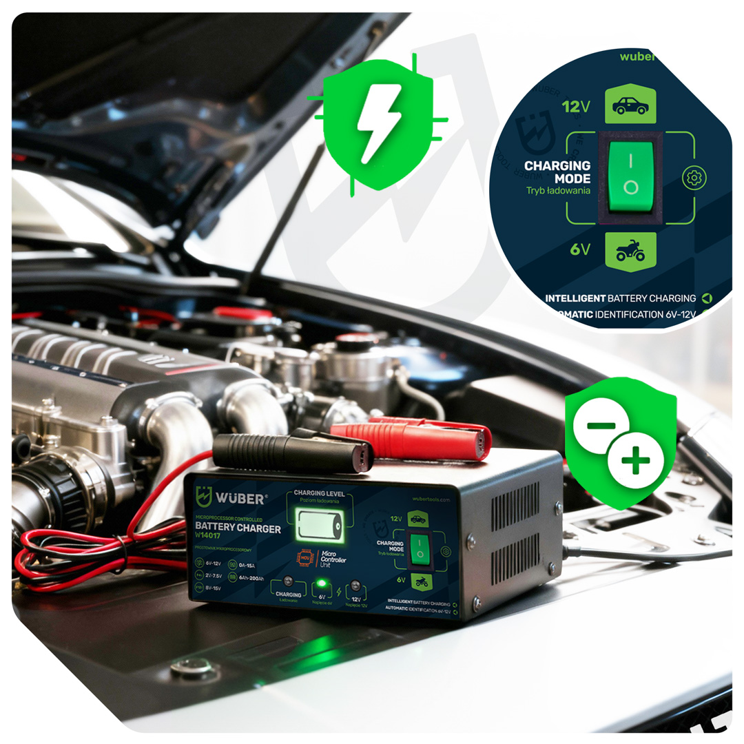  įkroviklis 6-12V 15A Akumuliatoriaus įkroviklis WUBER