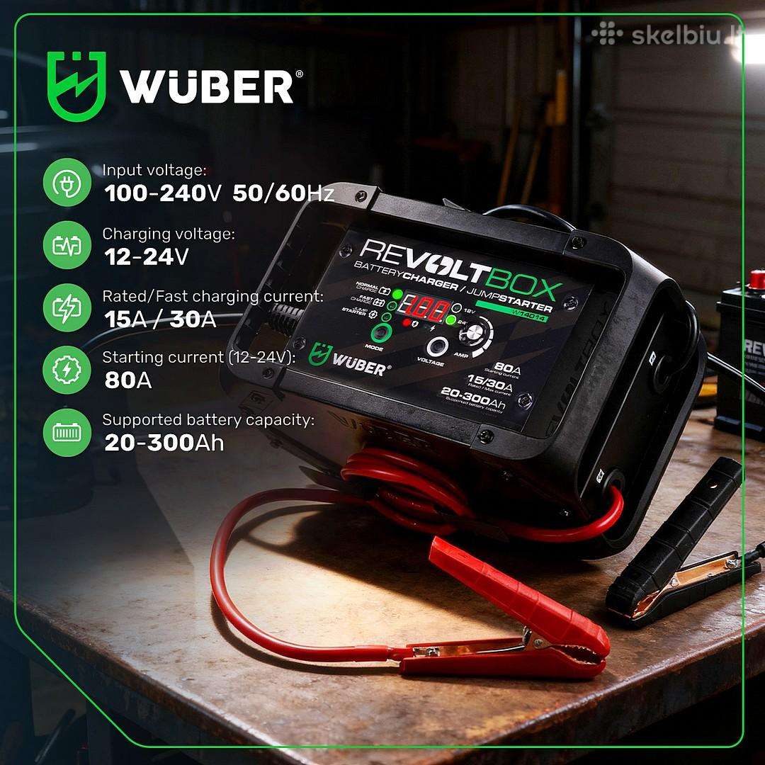 Automatinis akumuliatoriaus įkroviklis su starteris 80A