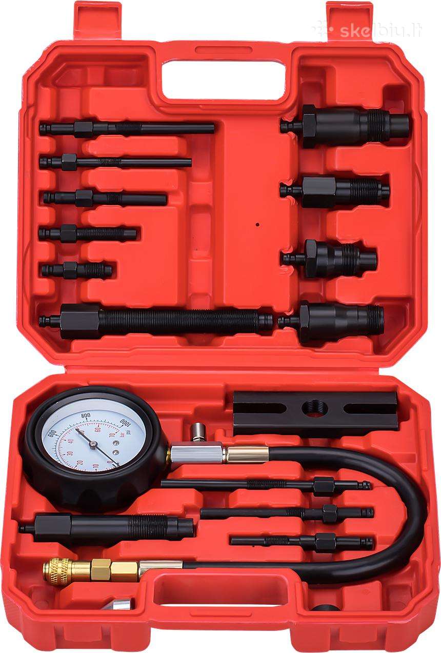 Dyzelinis kompresijos matuoklis su adapteriais