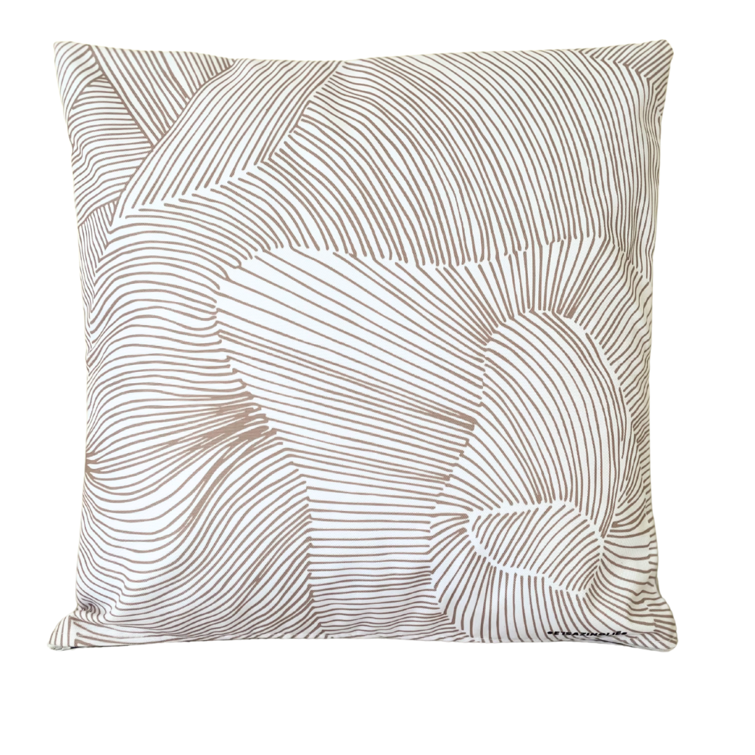 Coussin Ray Blanc / Taupe
