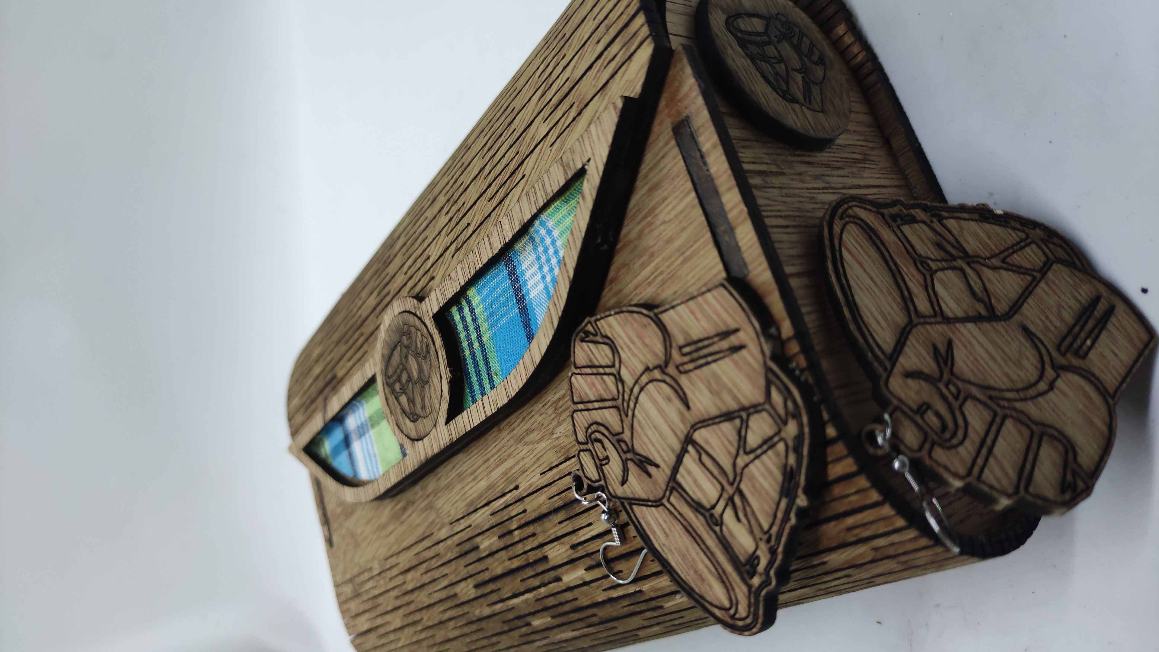 Wooden Bag & Drum Power Earrings