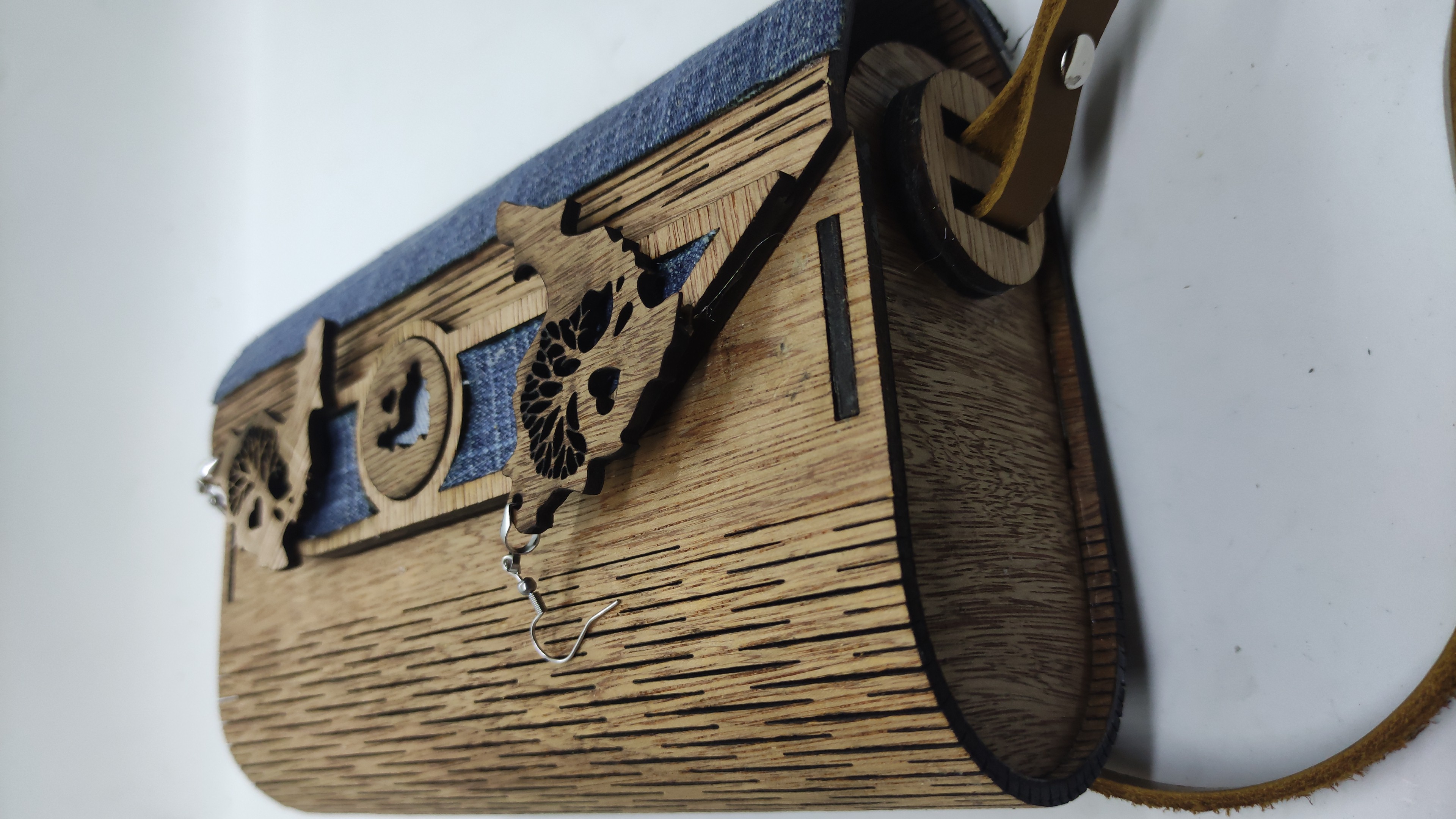 Wooden Bag & SXM Tree Earrings