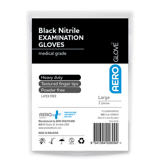 Black Nitrile Gloves Large (2 pack)
