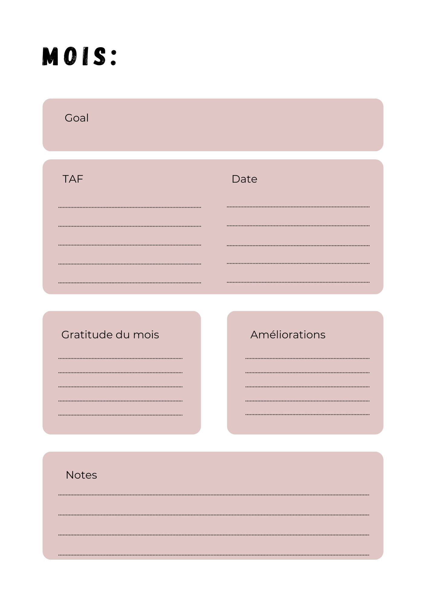 Planner Tarot - Mensuel