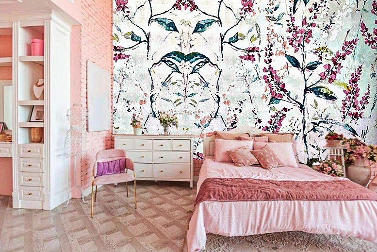 Floral Pink Wallpaper (PVC) Self Adhesive Peel & Stick Easy