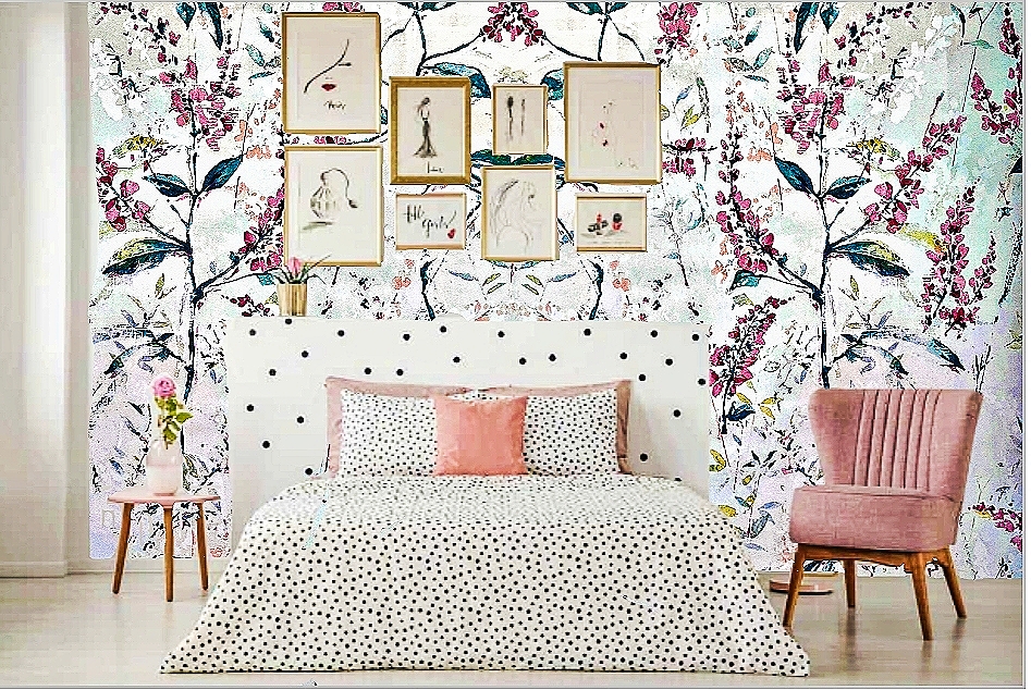 Floral Pink Wallpaper (PVC) Self Adhesive Peel & Stick Easy