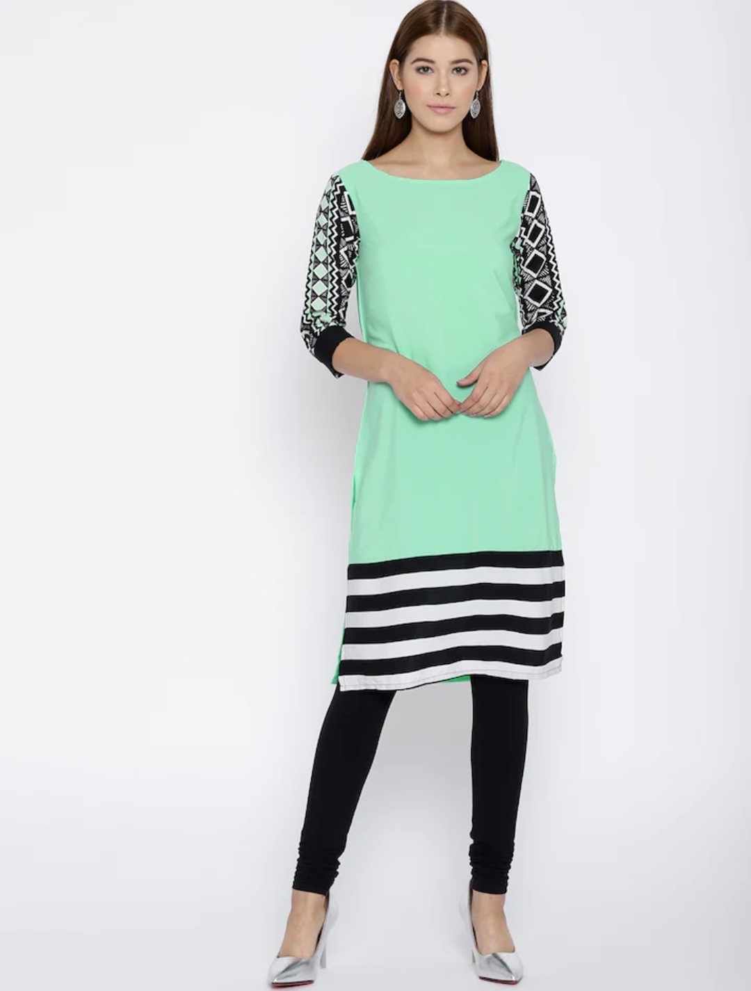 La Firangi Green Polyester Crepe Kurta