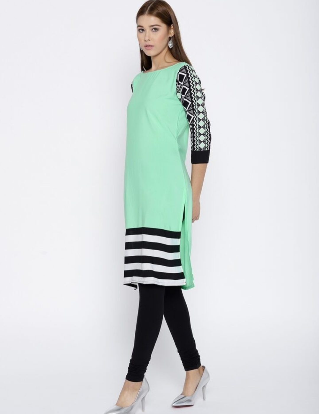 La Firangi Green Polyester Crepe Kurta