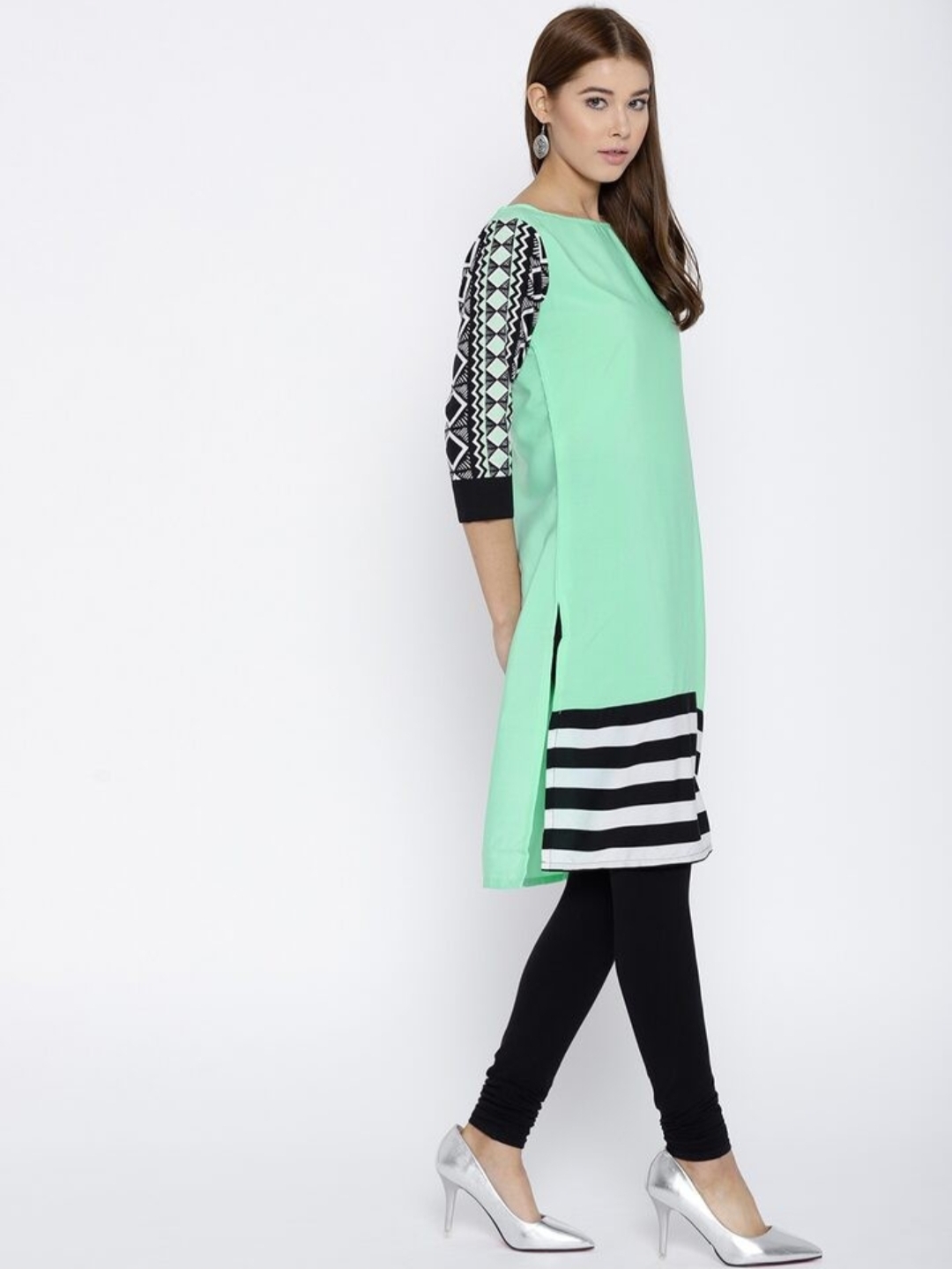 La Firangi Green Polyester Crepe Kurta
