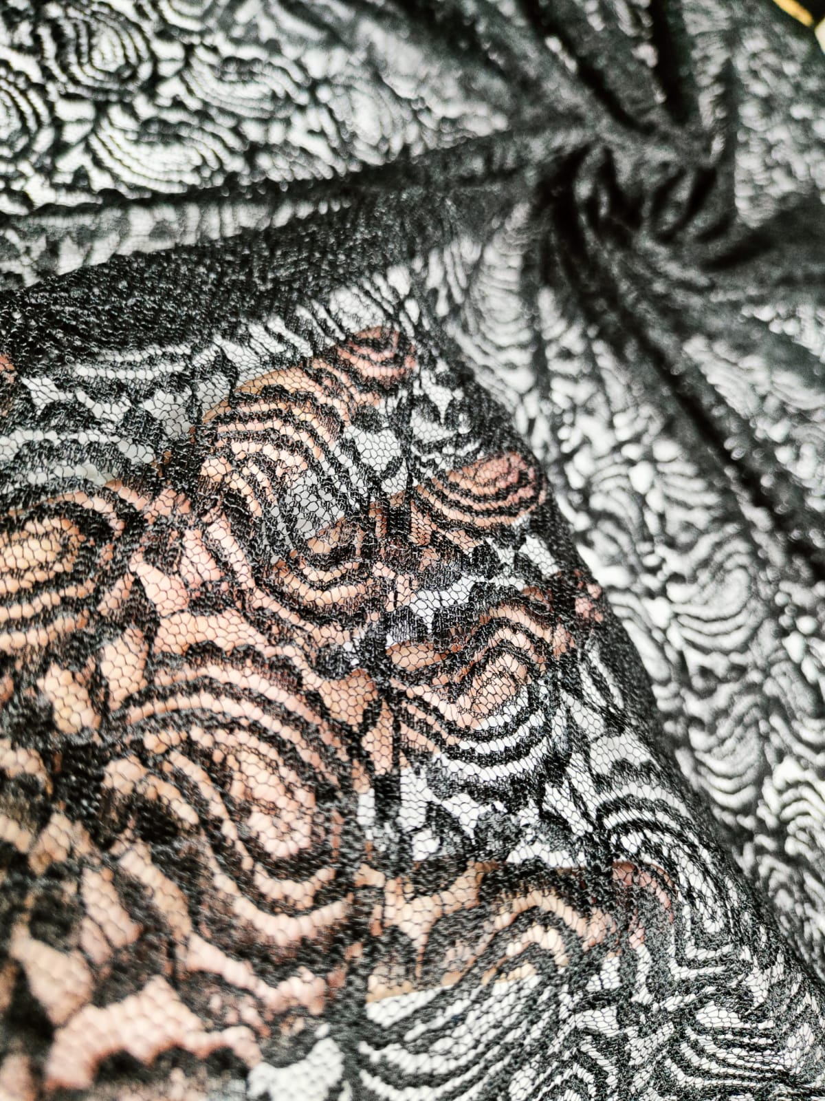 BLACK Fancy Embroidery Net soft Fabric for Frocks, Top, Kurtis, Sarees , curtains , women etc