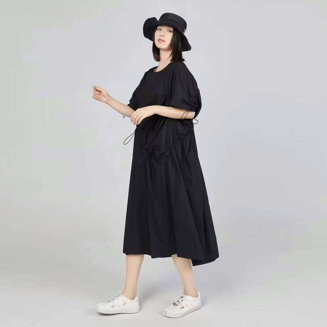 ZIBUYU medvilninė  suknelė su paraukimais