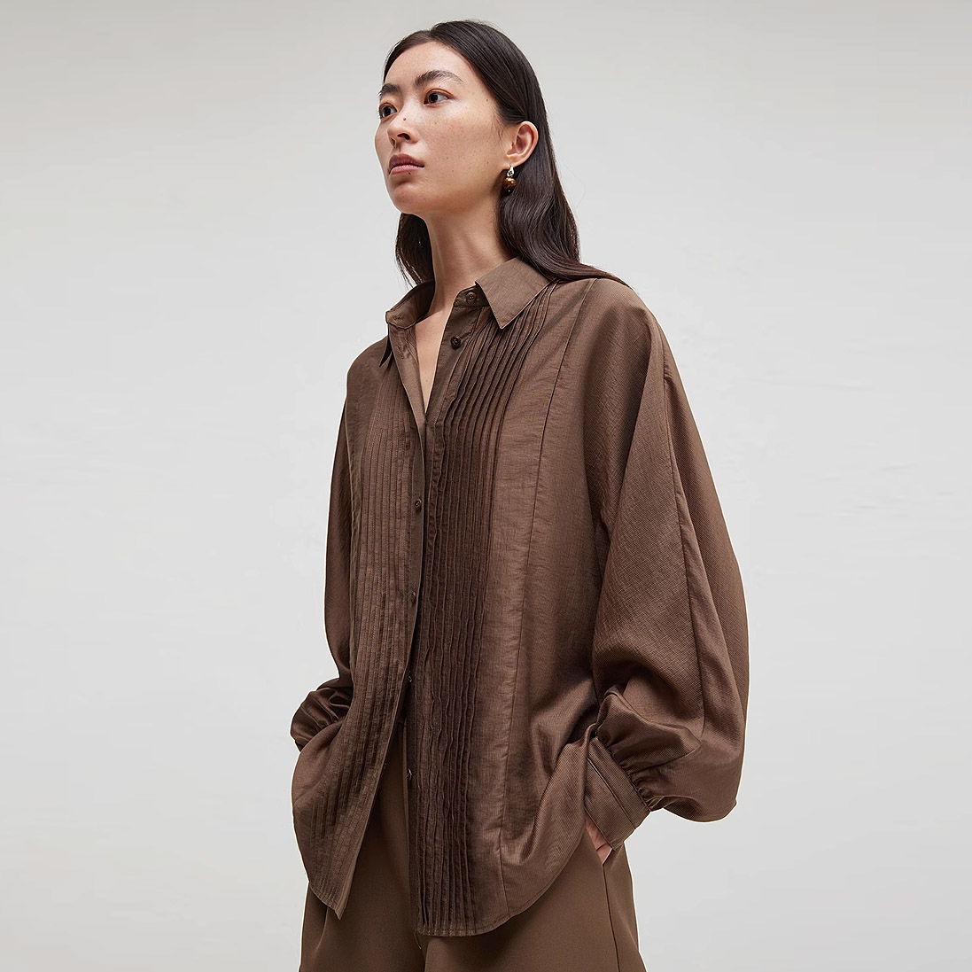 Kimono marškiniai klostuotu priekiu