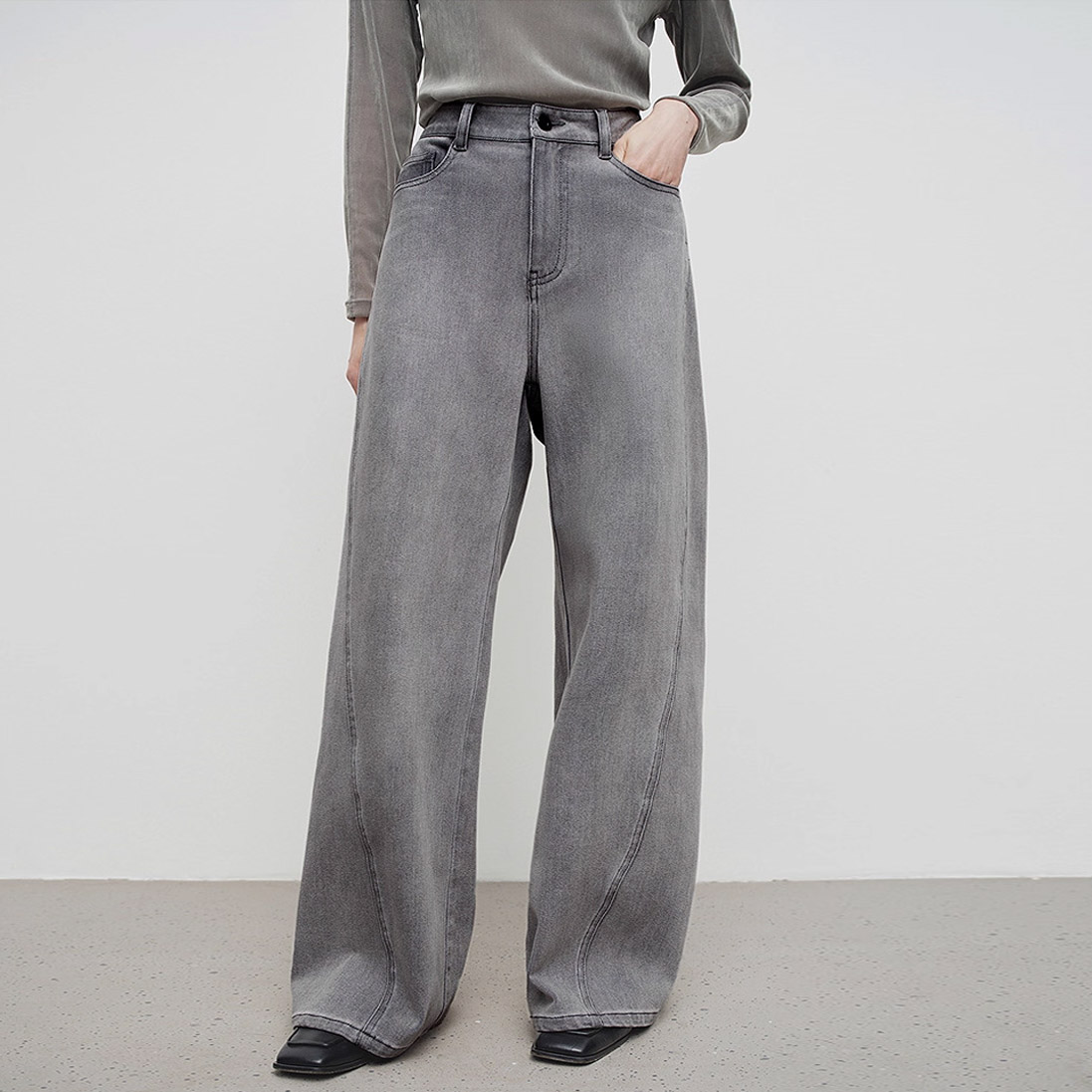 BROADCAST džinsai aukštu liemeniu