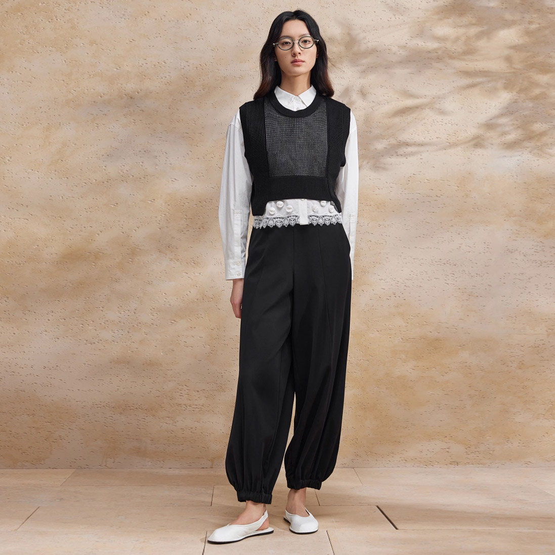 Plačios trikotažinės kelnės