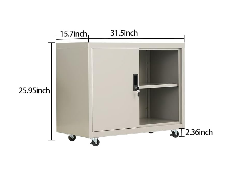 Metal Mobile Lateral File Cabinet, Storage Locker,Printer Stand with Open Storage Shelves for Office,School,Home,Living Room. (Gray)