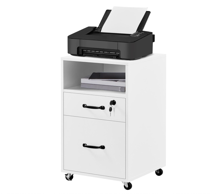 File Cabinet Vertical File Cabinets Mobile Letter Size File Storage Organizer Small Filing Cabinet Printer Stand for Home and Office White