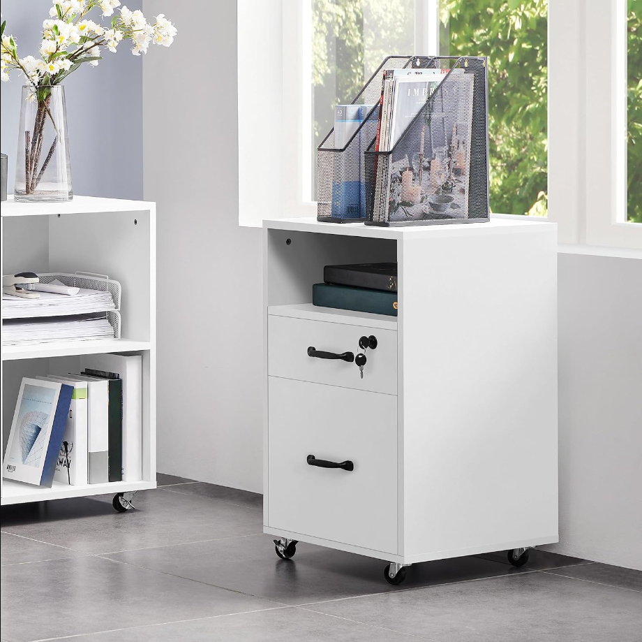 File Cabinet Vertical File Cabinets Mobile Letter Size File Storage Organizer Small Filing Cabinet Printer Stand for Home and Office White