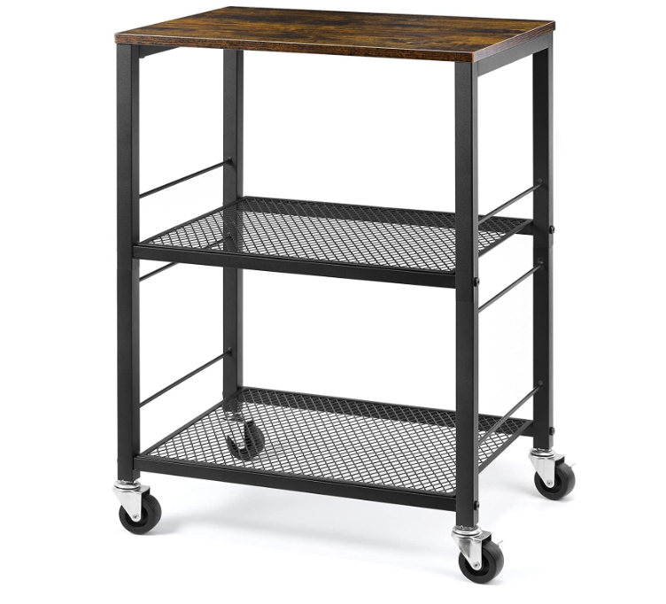 3 Tier Rolling Cart, Kitchen Carts on Wheels with Storage and Steel Frame, Multifunctional Utility Cart for Kitchen, Bathroom, Living Room, Bar, Office (16.5'' * 12.6'')
