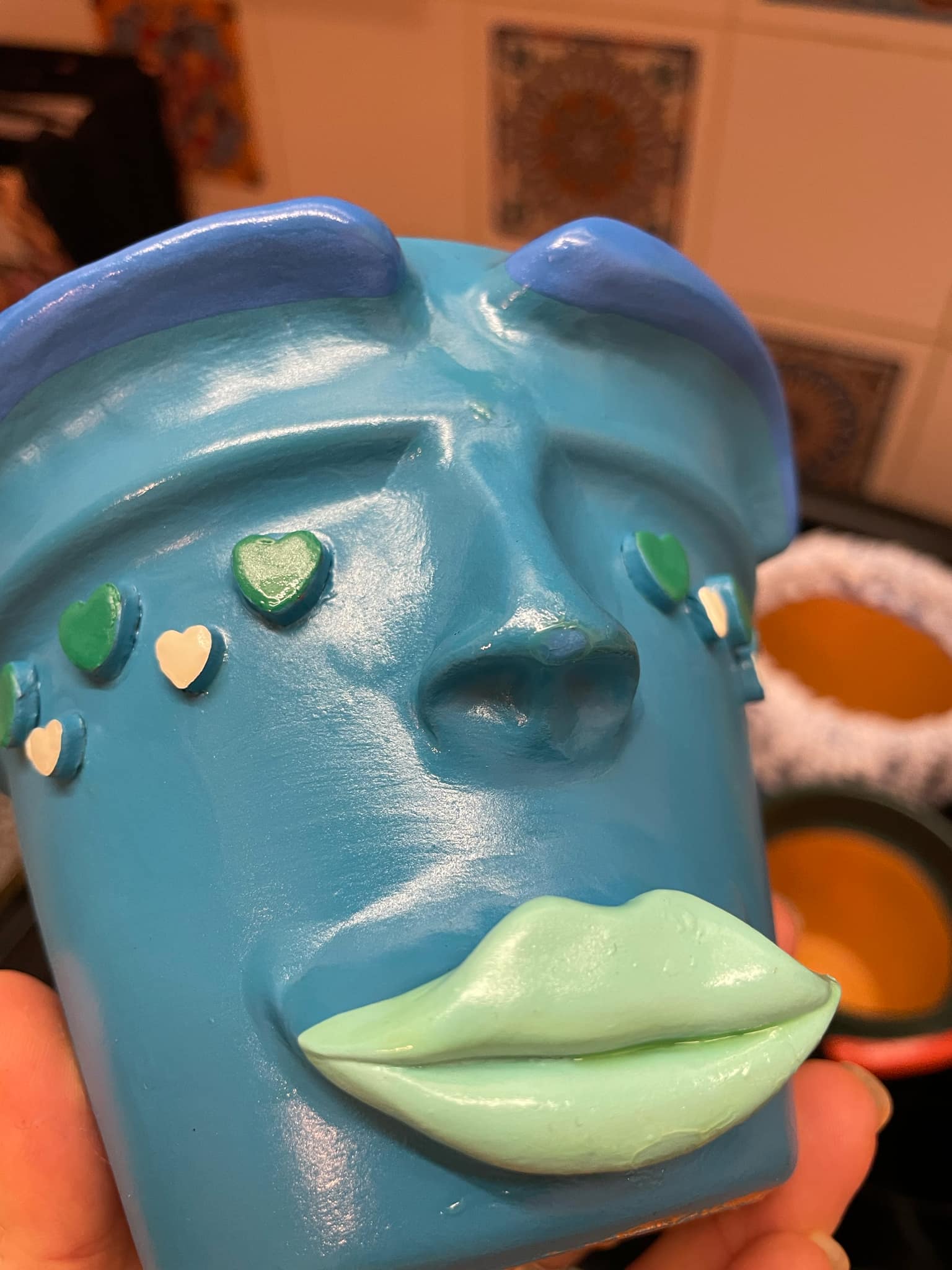 IMPERFECT Blue Face Plant Pot - Small