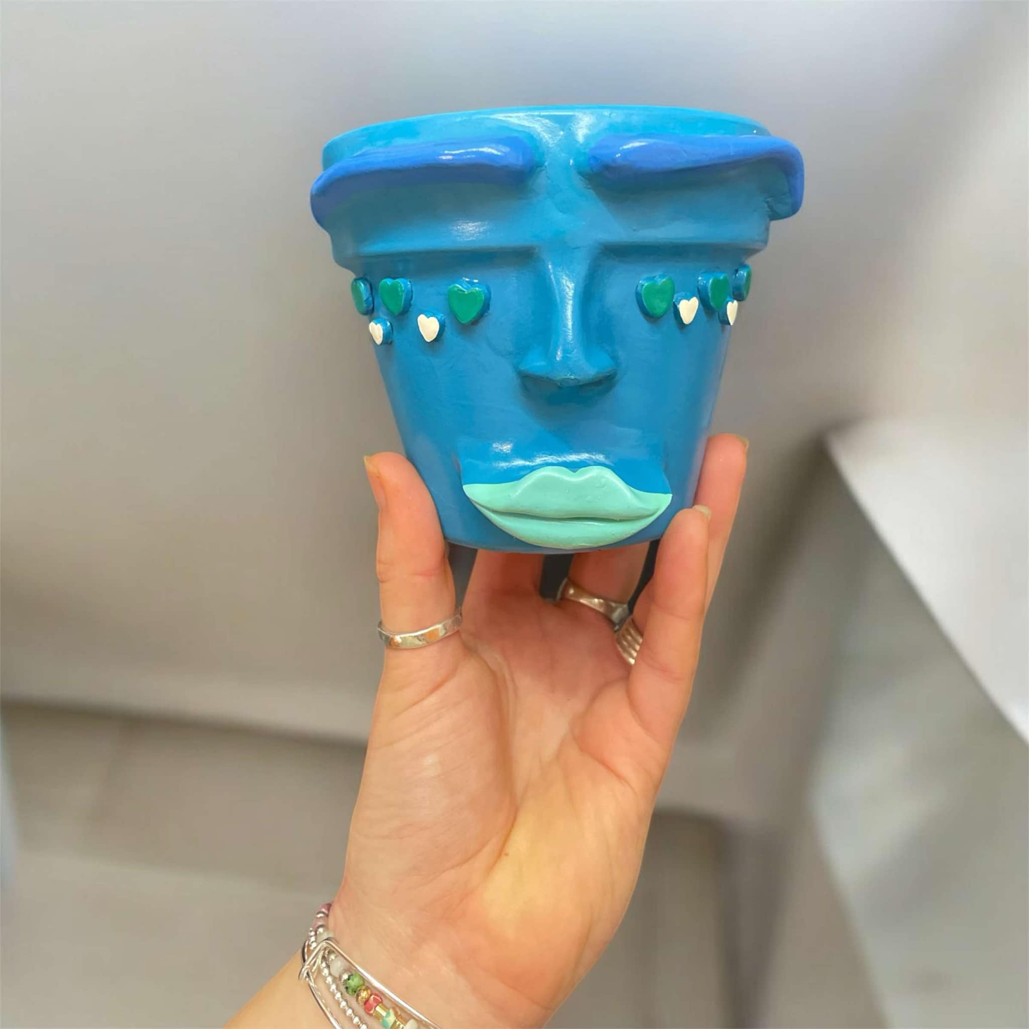 IMPERFECT Blue Face Plant Pot - Small