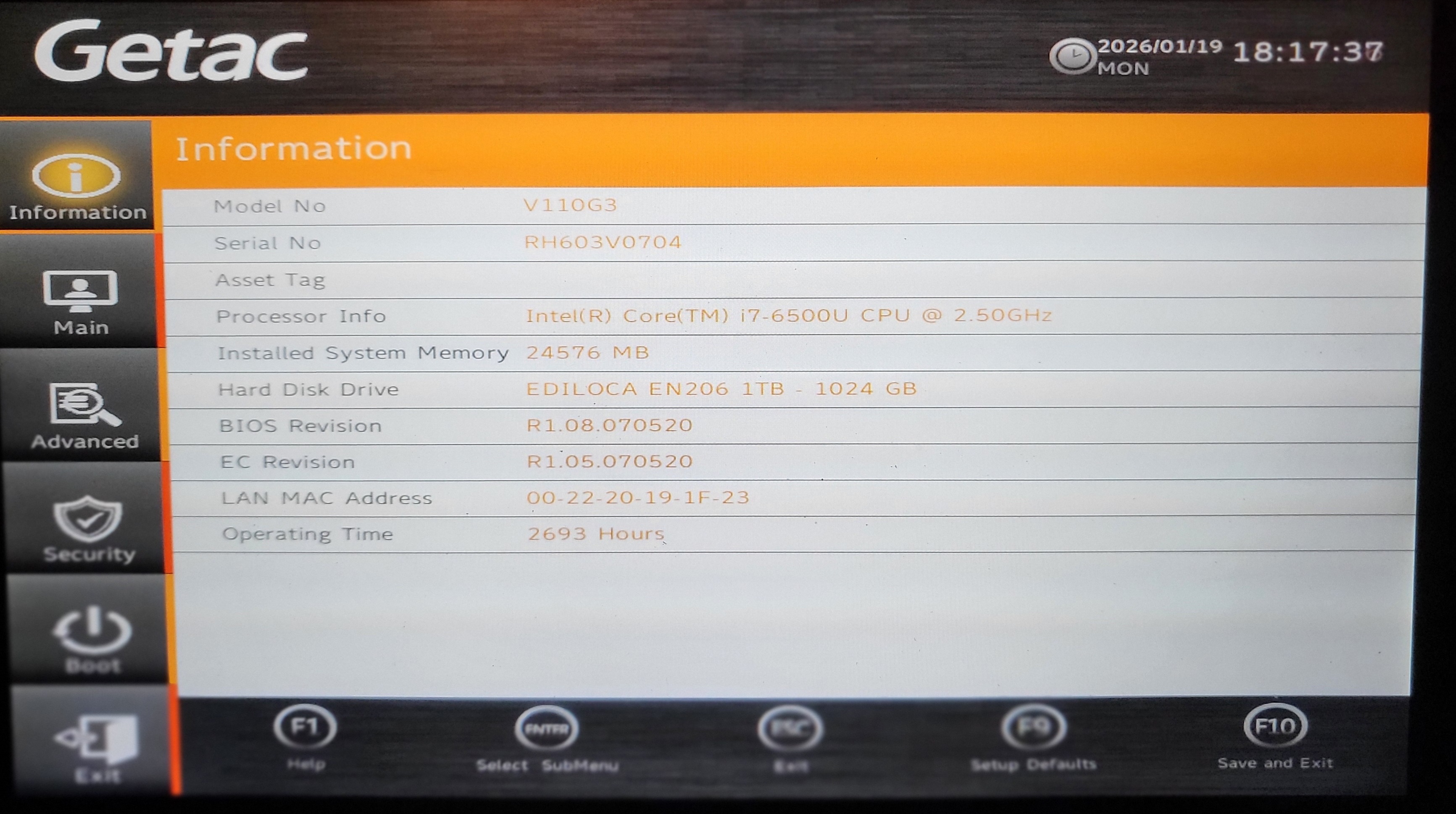 FULLY RUGGED GETAC V110 G3 CORE i7 WITH 24GB RAM/1TB SSD/HDMI WINDOWS 11/GPS