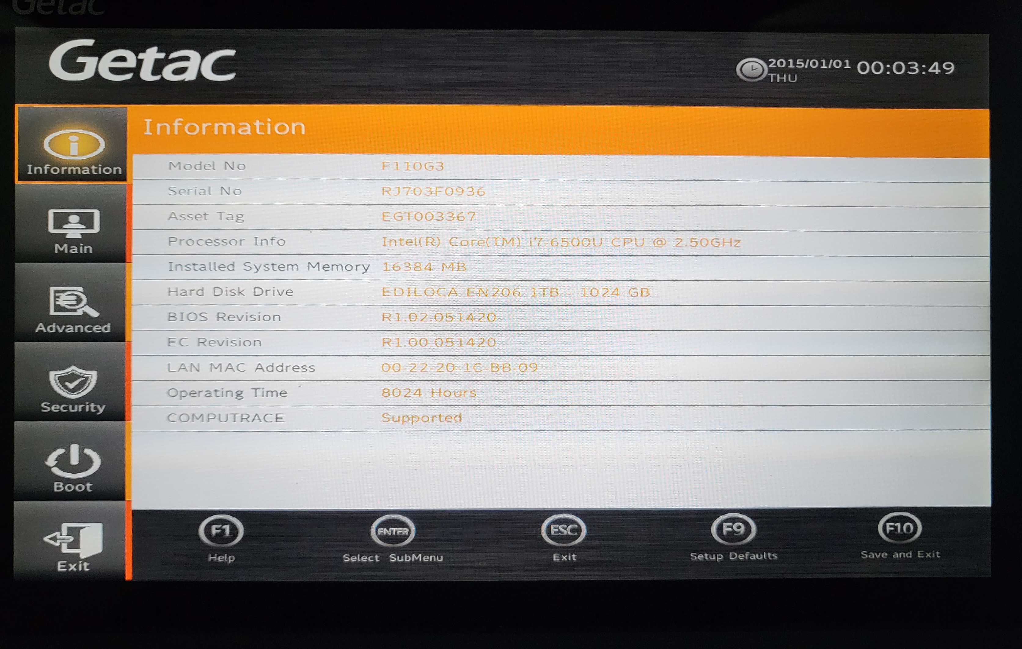 FULLY RUGGED GETAC F110 G3 CORE i7/16GB RAM/256GB SSD/4G-LTE/GPS/WINDOWS 11 PRO