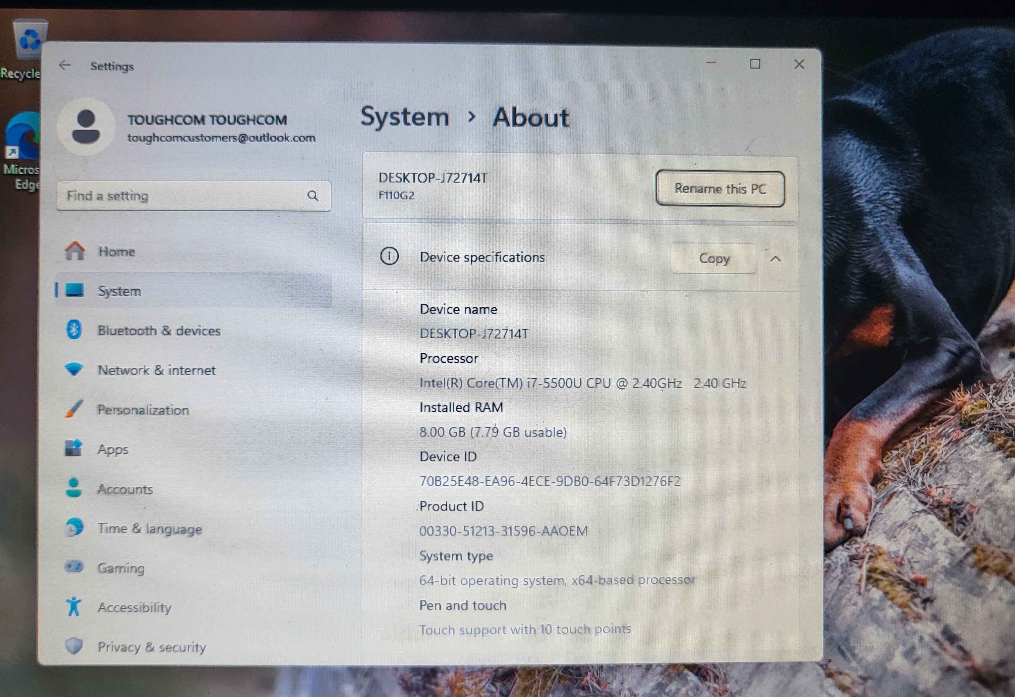 FULLY RUGGED GETAC F110 WITH CORE i7/NEW 1TB SSD/8GB RAM/NEW BATTERIES/4G-LTE SIMCARD/BLUETOOTH/KEYBOARD/HEAVY-DUTY CHARGER
