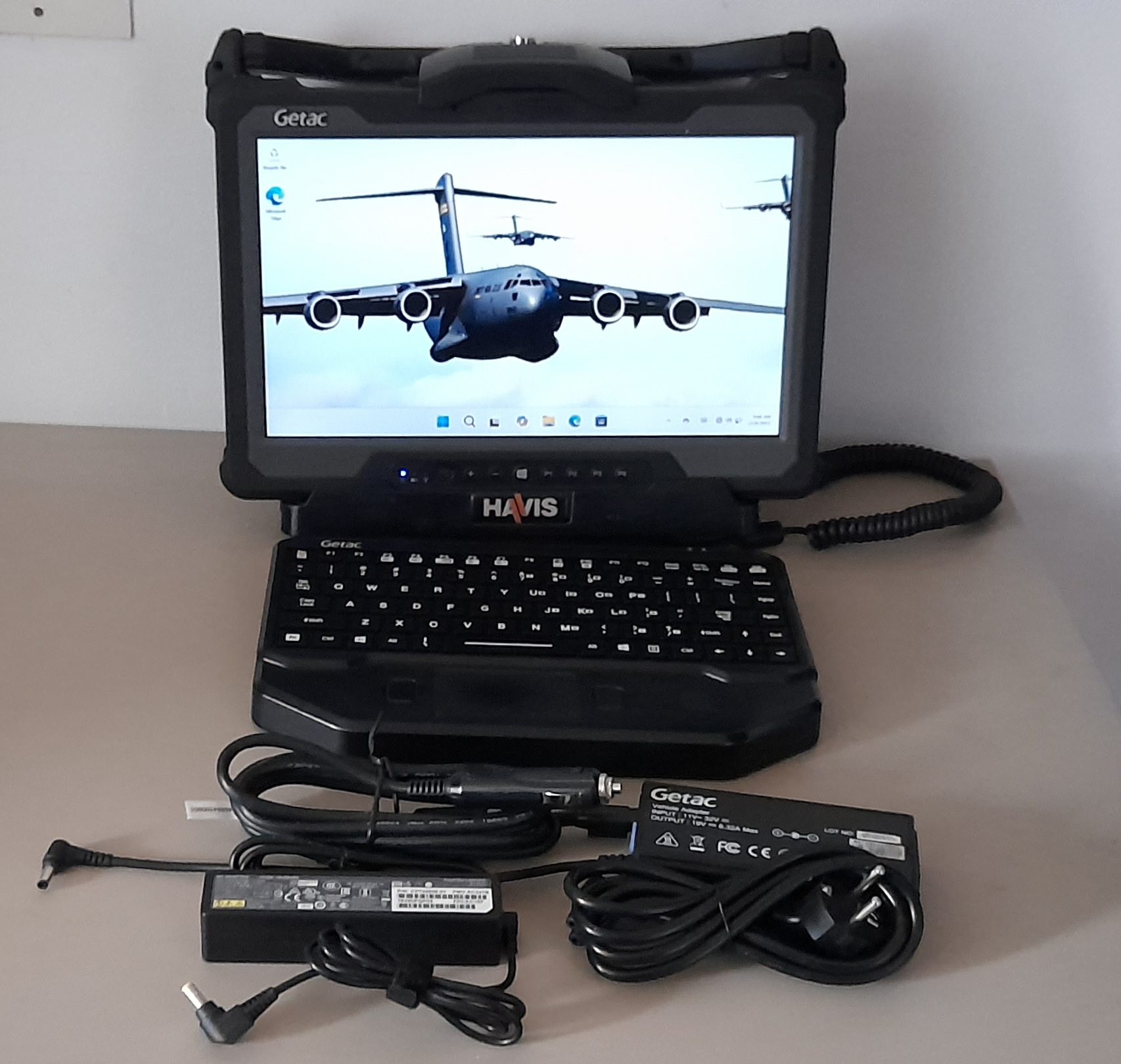 FULLY RUGGED GETAC A140 - 14" Intel Core i7 - 48GB RAM - 1TB NEW SSD, DOCKING STATION, BACKLIT KEYBOARD HEAVY DUTY VEHICLE CHARGER