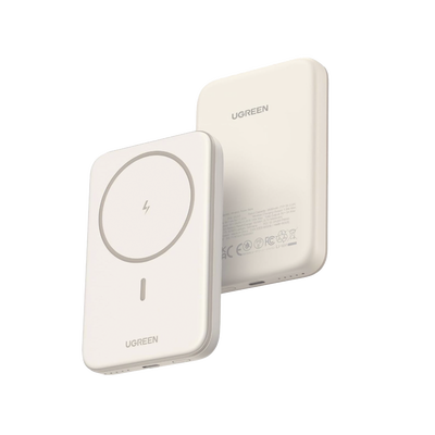 Power Bank MagSafe de 10000mAh | 20W | Carga Inalámbrica y por Cable USB-C | Sistema de Protección Inteligente | Tecnología de Carga Rápida | Ultra Delgado | Ultra ligero | Compatible con iPhone 15/14/13/12 | Color Beige.