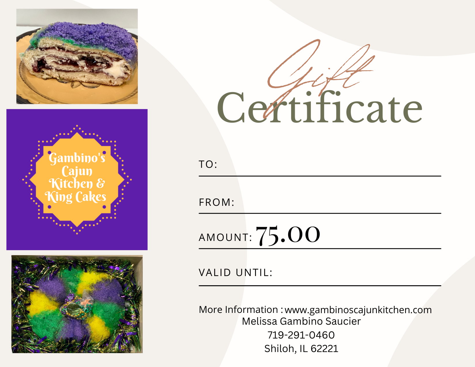 Gambino's Cajun Kitchen & King Cakes Gift Card