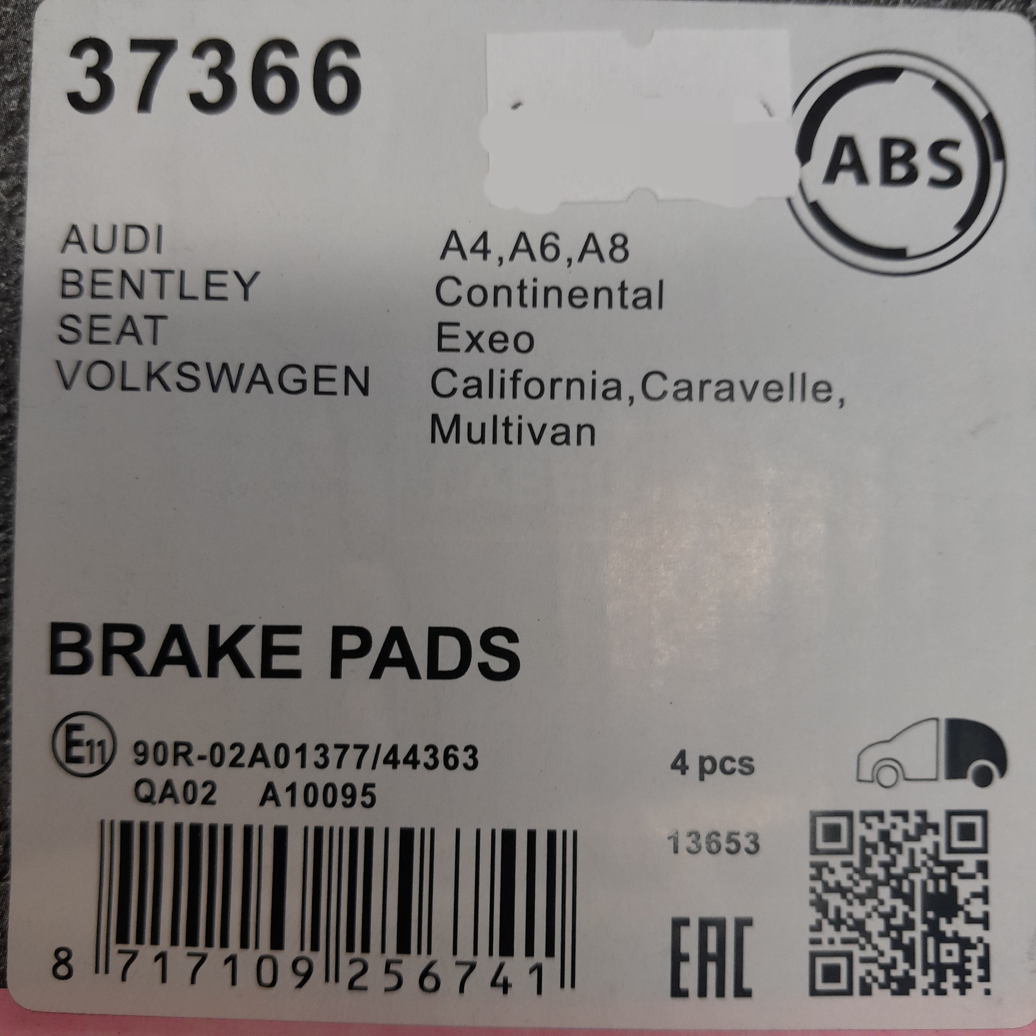 ABS 37366 Stabdžių kaladėlės