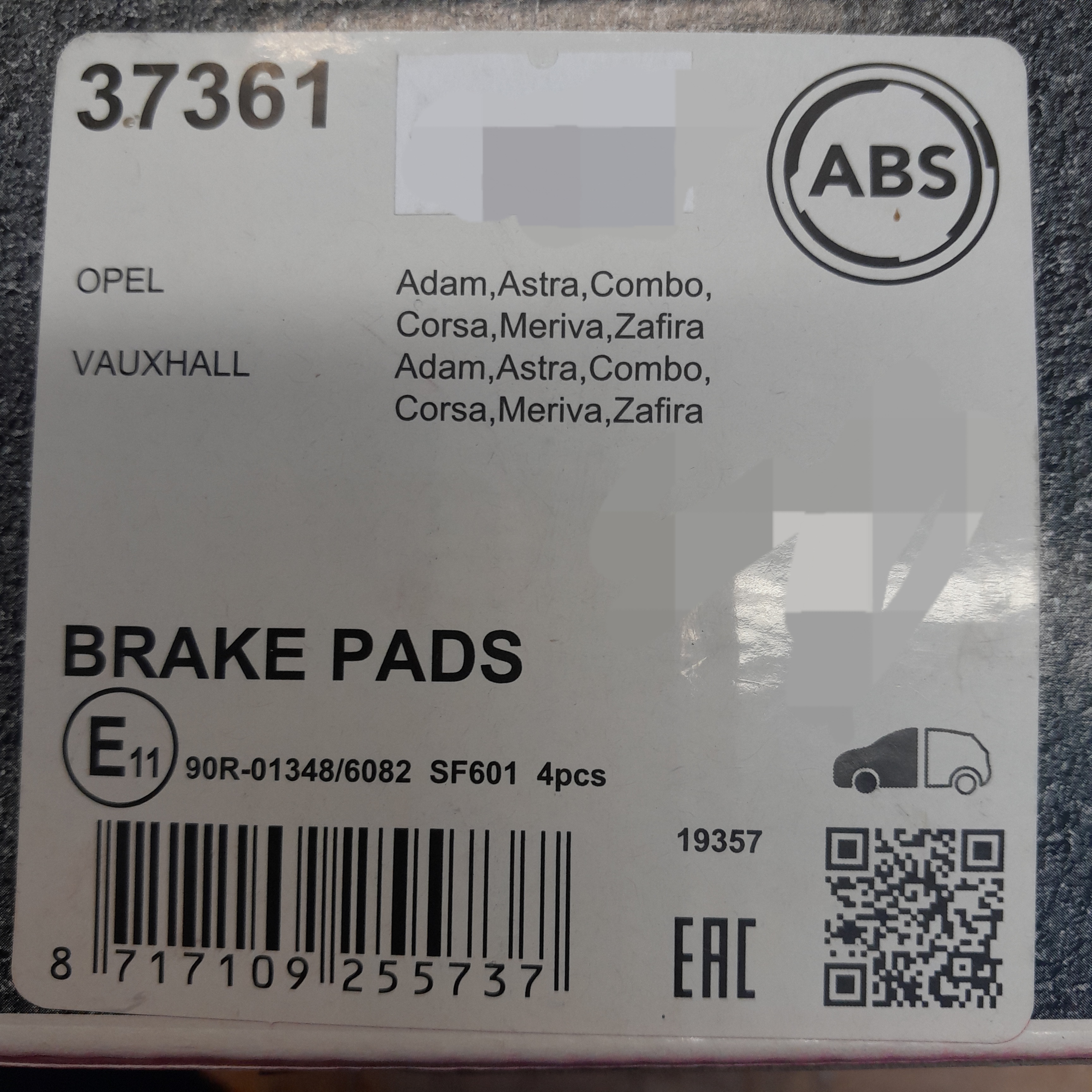 ABS 37361 Stabdžių kaladėlės 