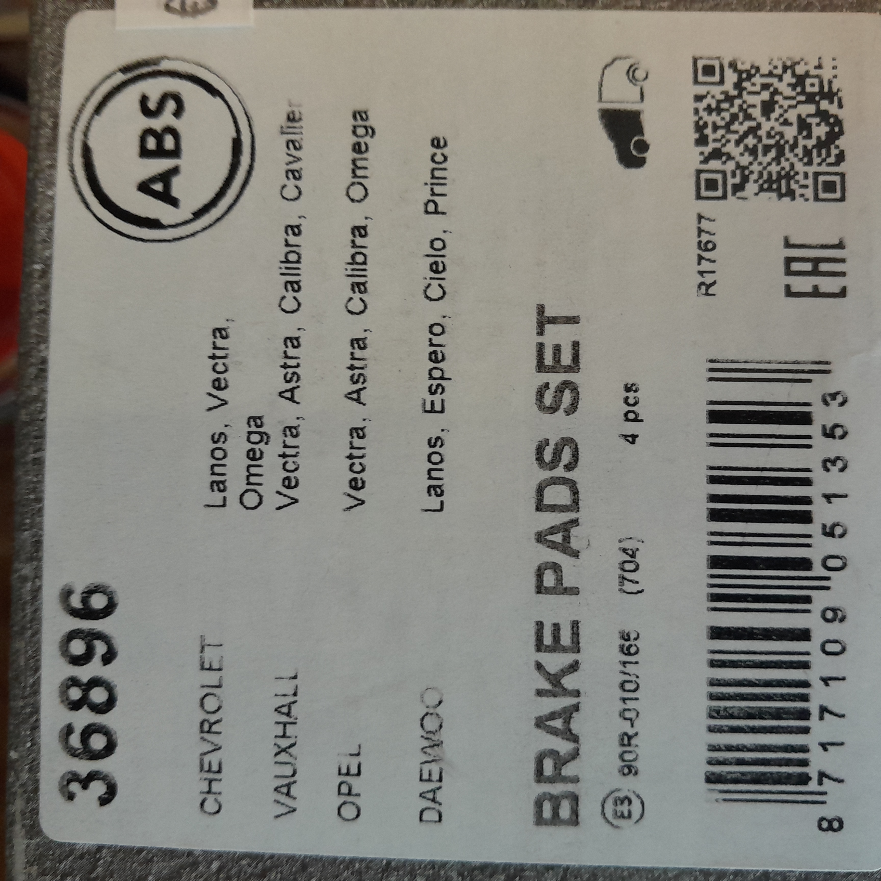 ABS 36896 Stabdžių kaladėlių komplektas 