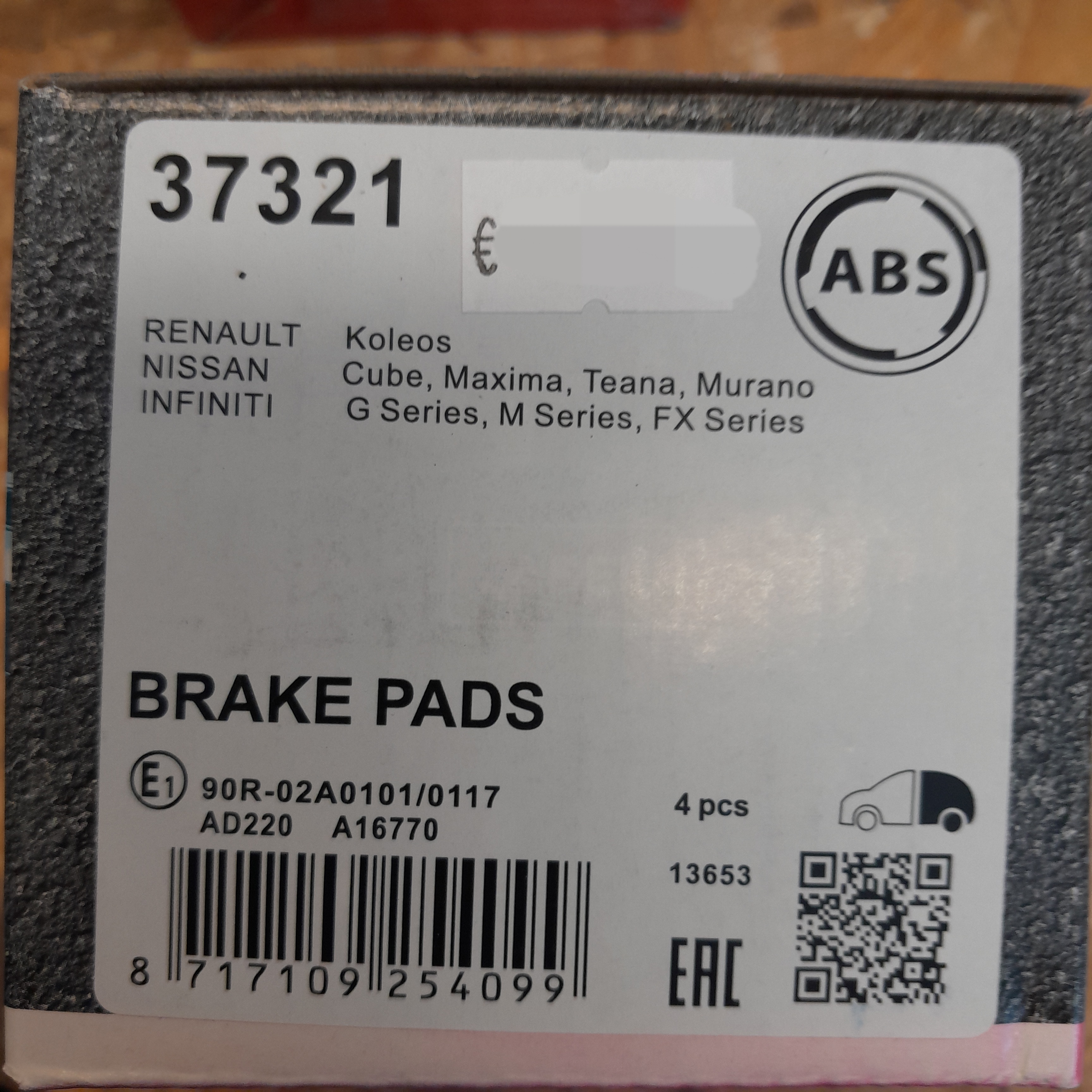 ABS 37321 Stabdžių kaladėlės