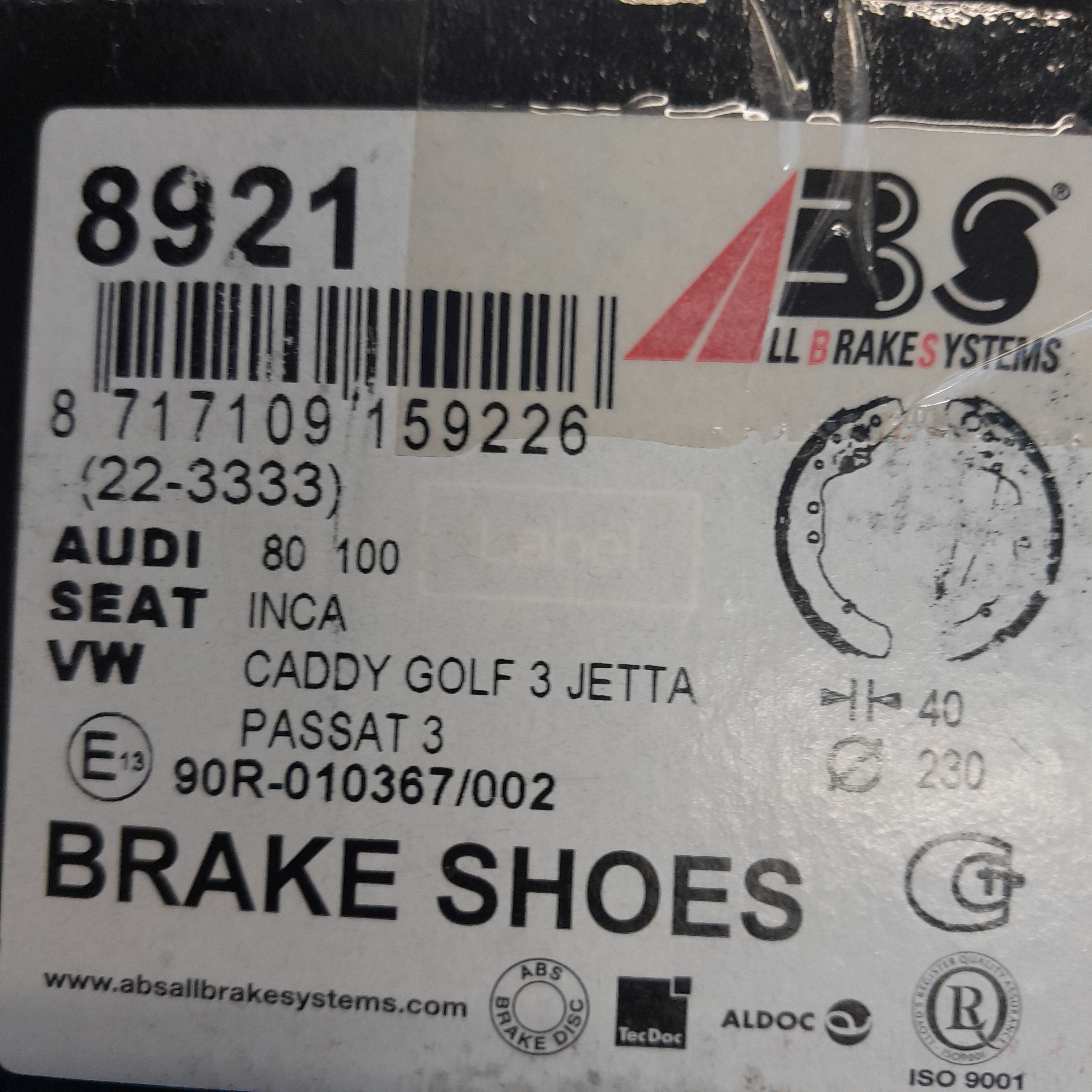 ABS 8921 Stabdžių kaladėlės 