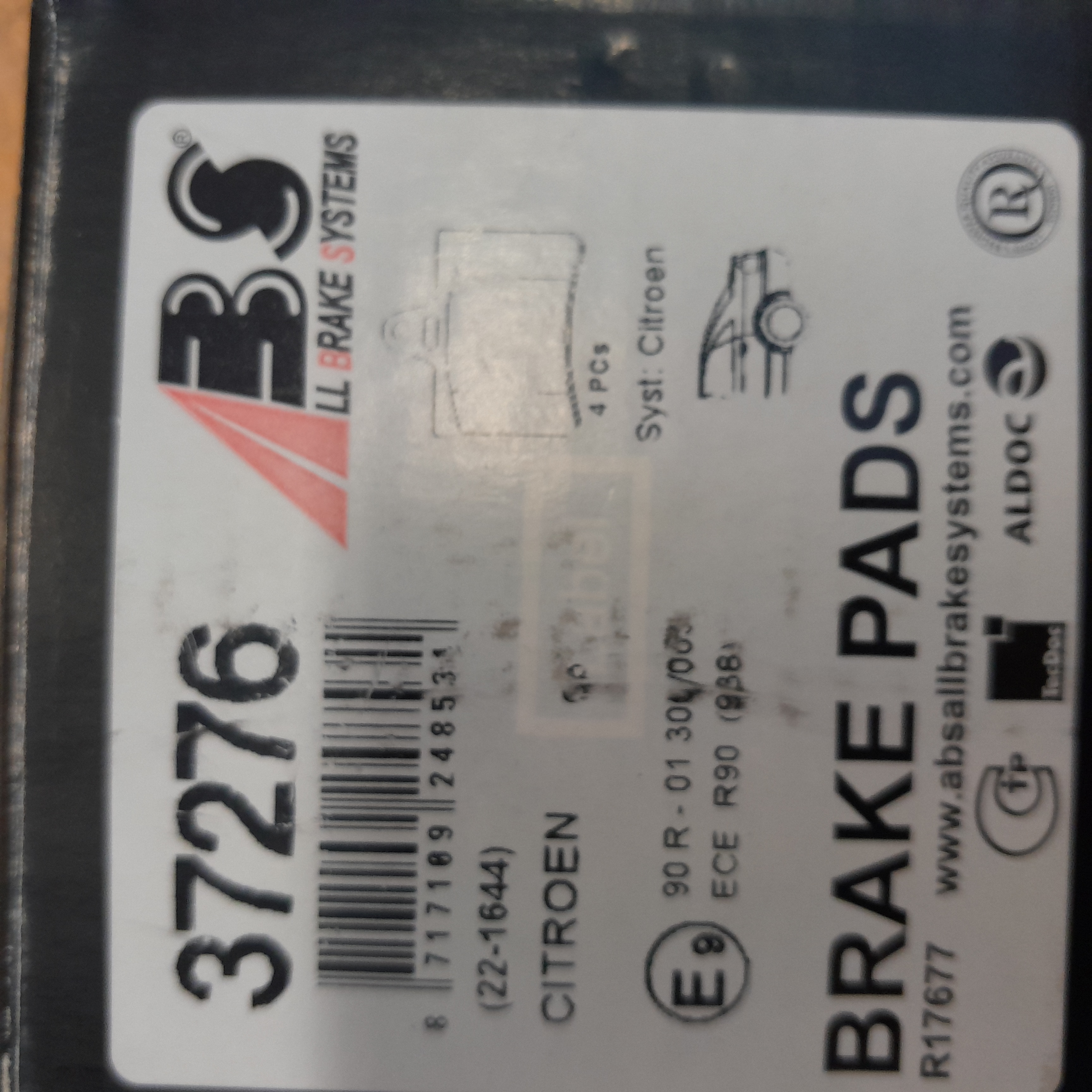 ABS37276 Stabdžių kaladėlės CITROEN