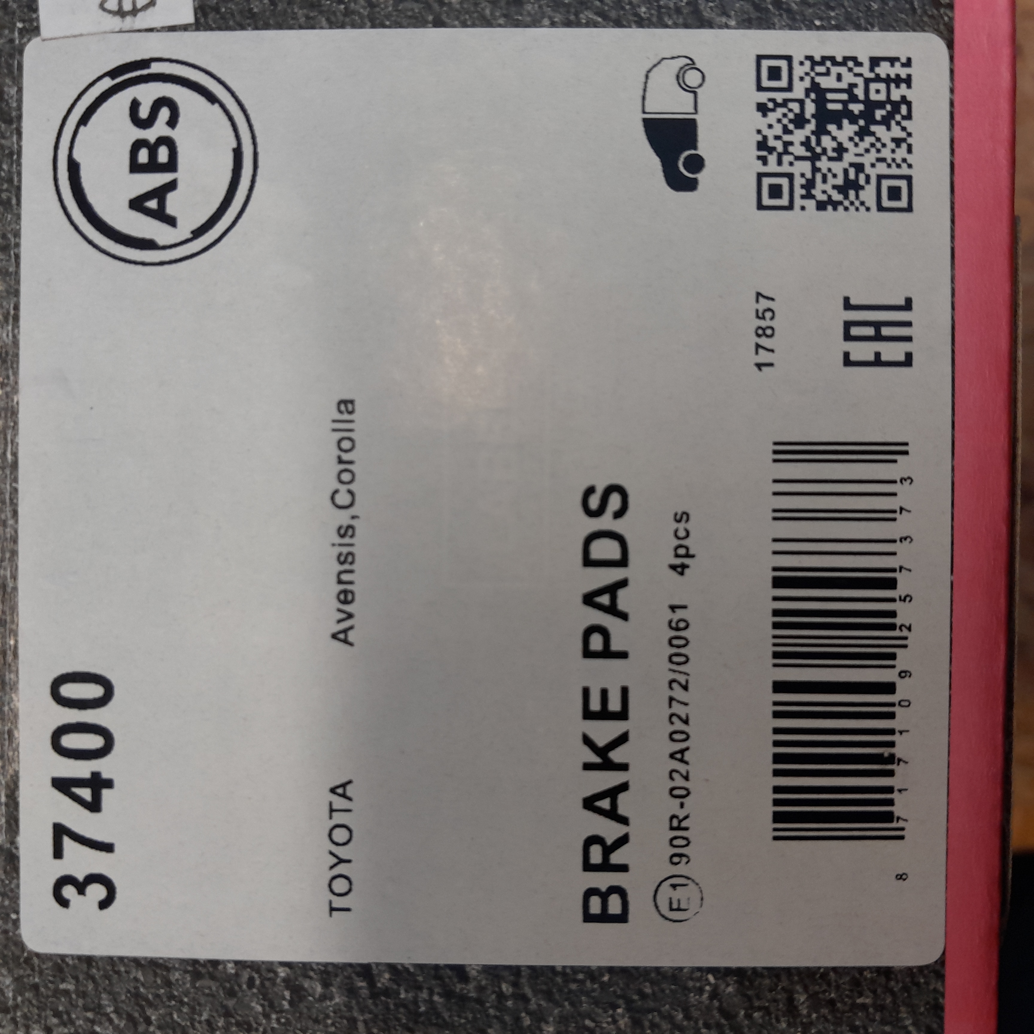 ABS 37400 Stabdžių kaladėlės Toyota