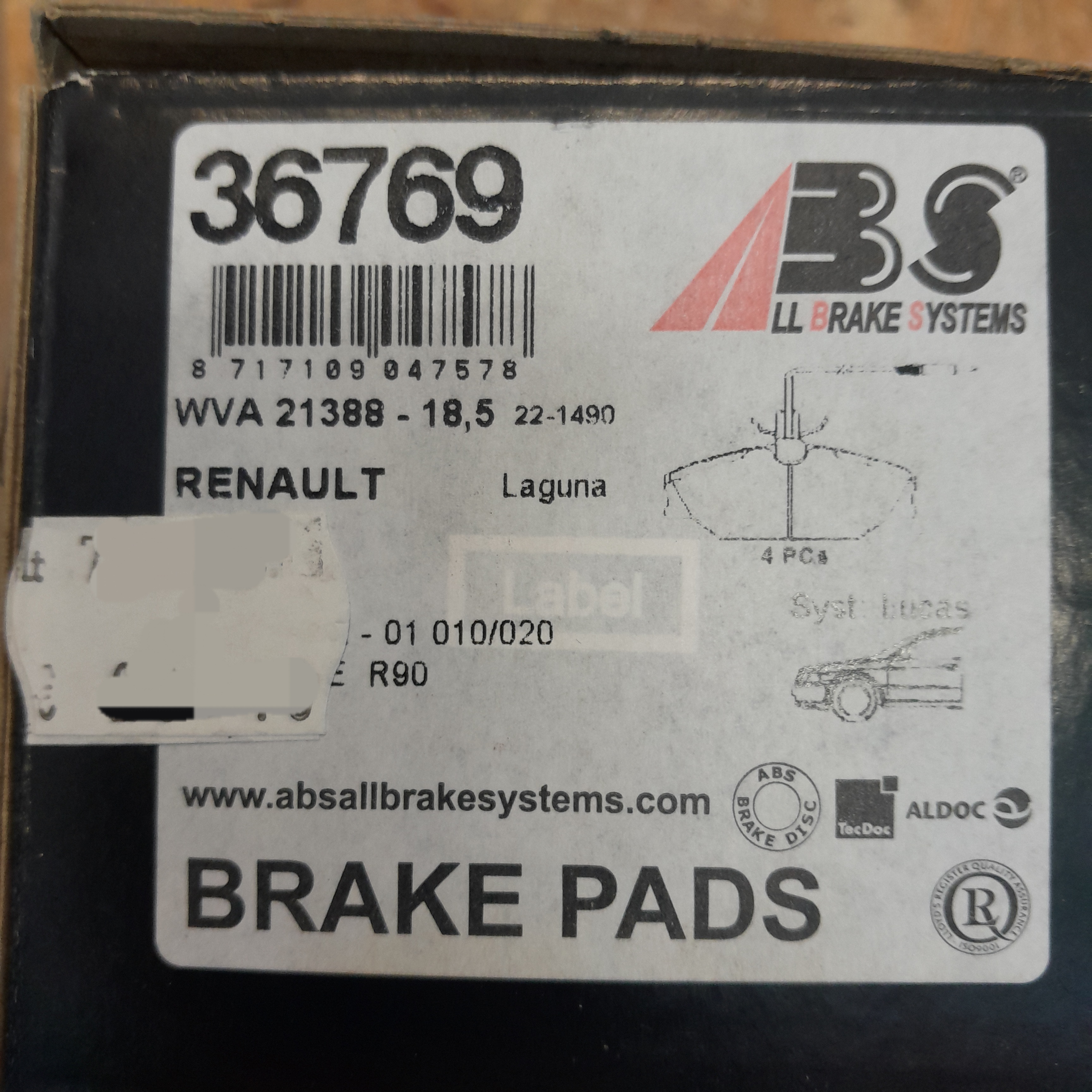  abs36769 Stabdžių kaladėlės