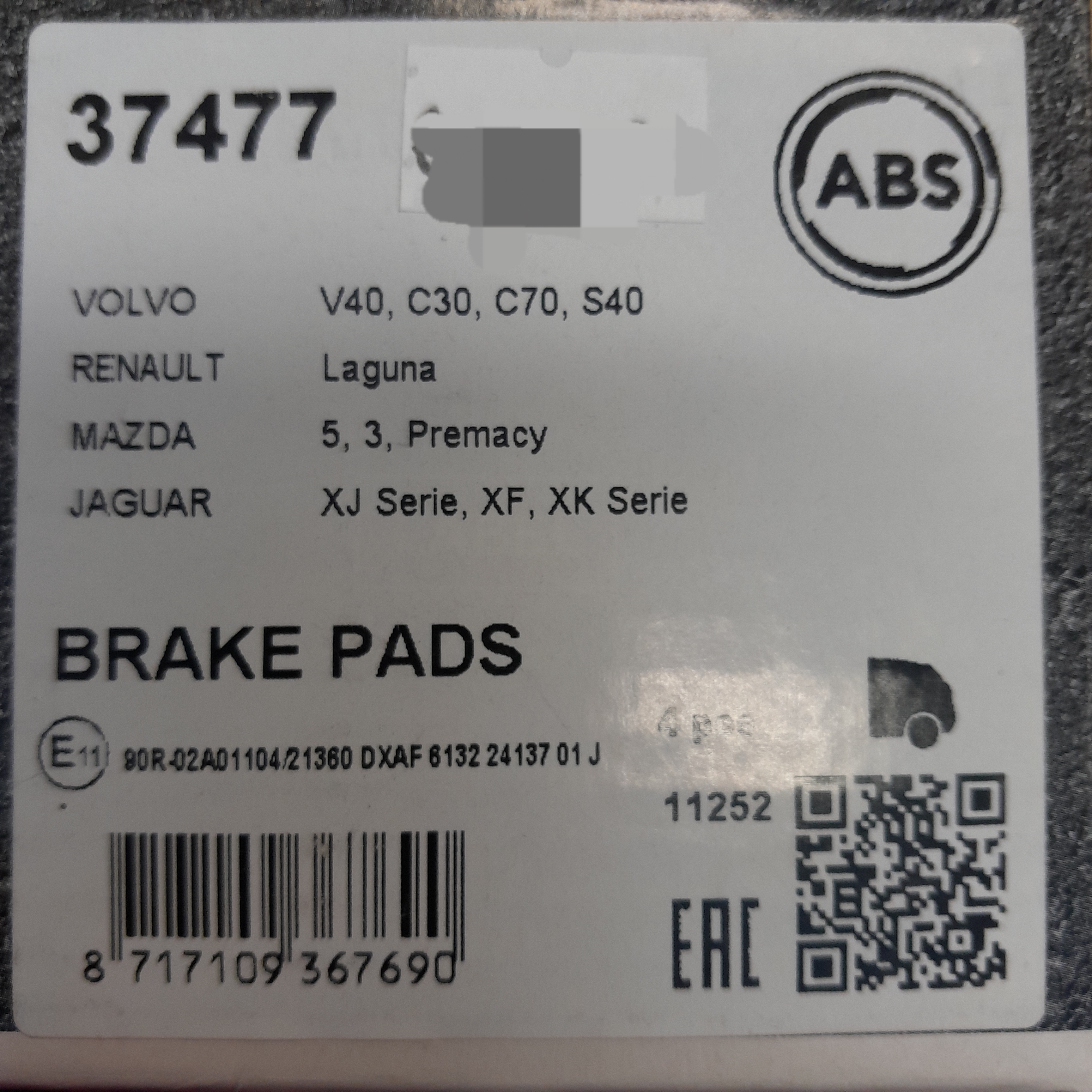  ABS 37477 Stabdžių kaladėlės