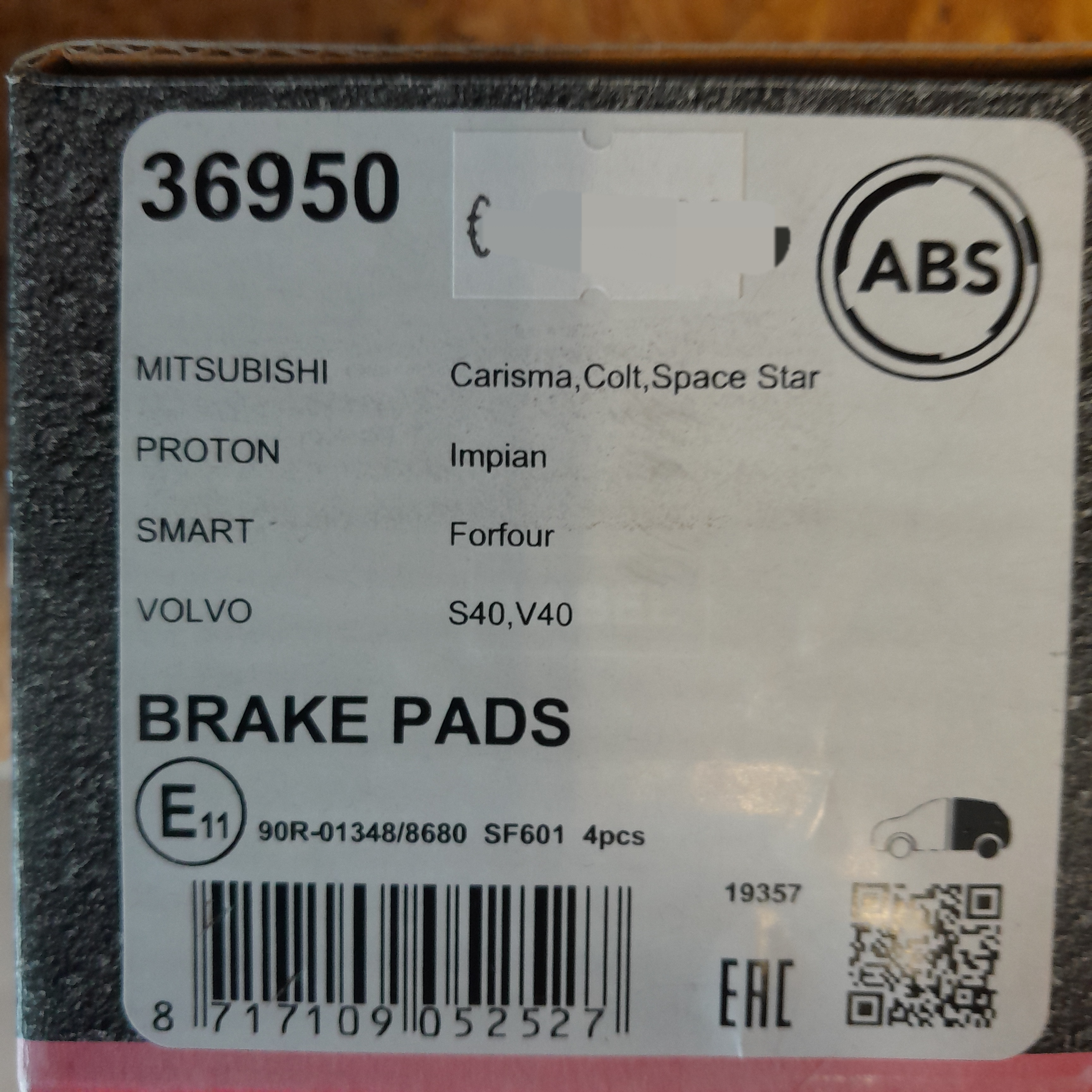   ABS 36950 Stabdžių kaladėlės 