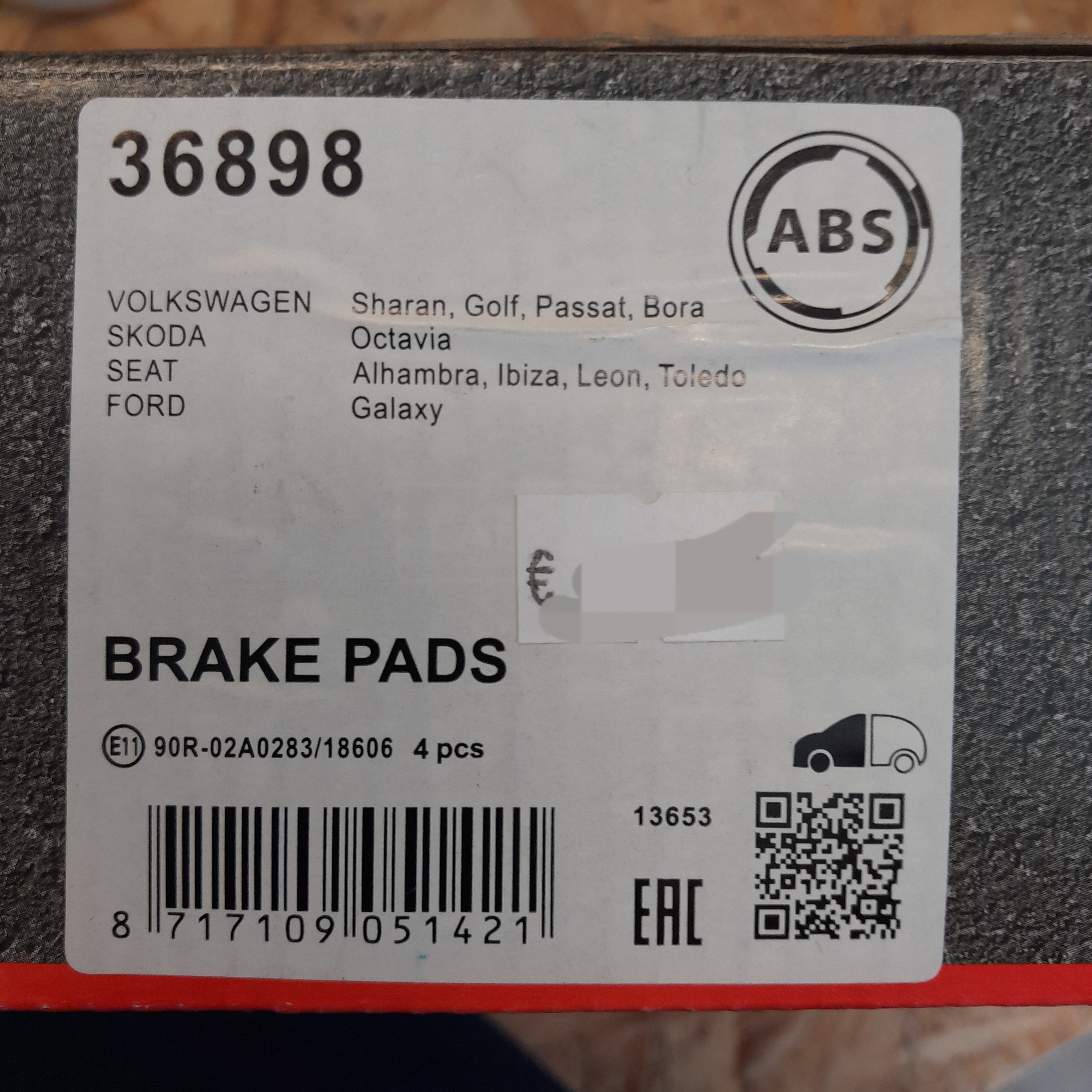   abs 36898 Stabdžių kaladėlės