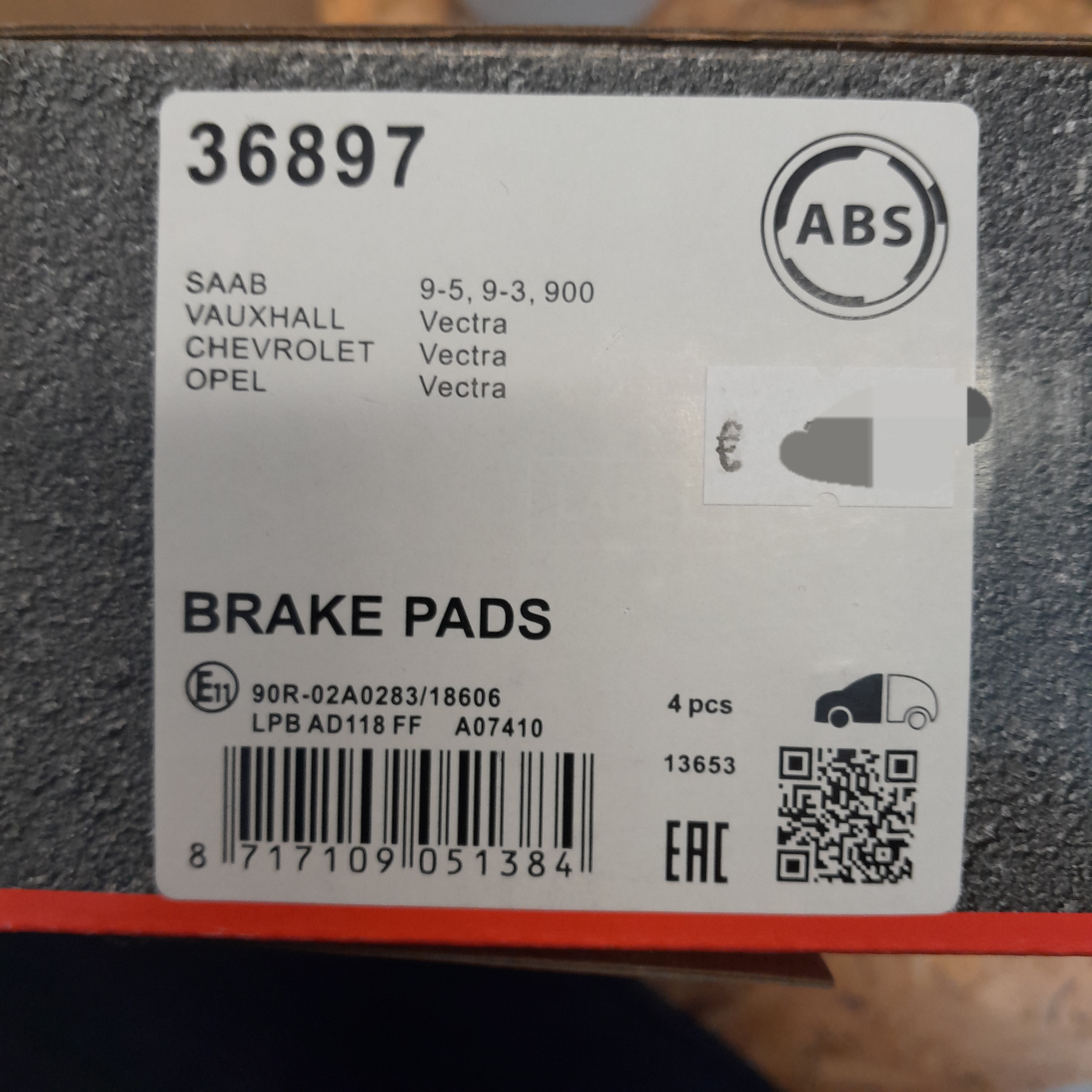   ABS 36897 Stabdžių kaladėlės