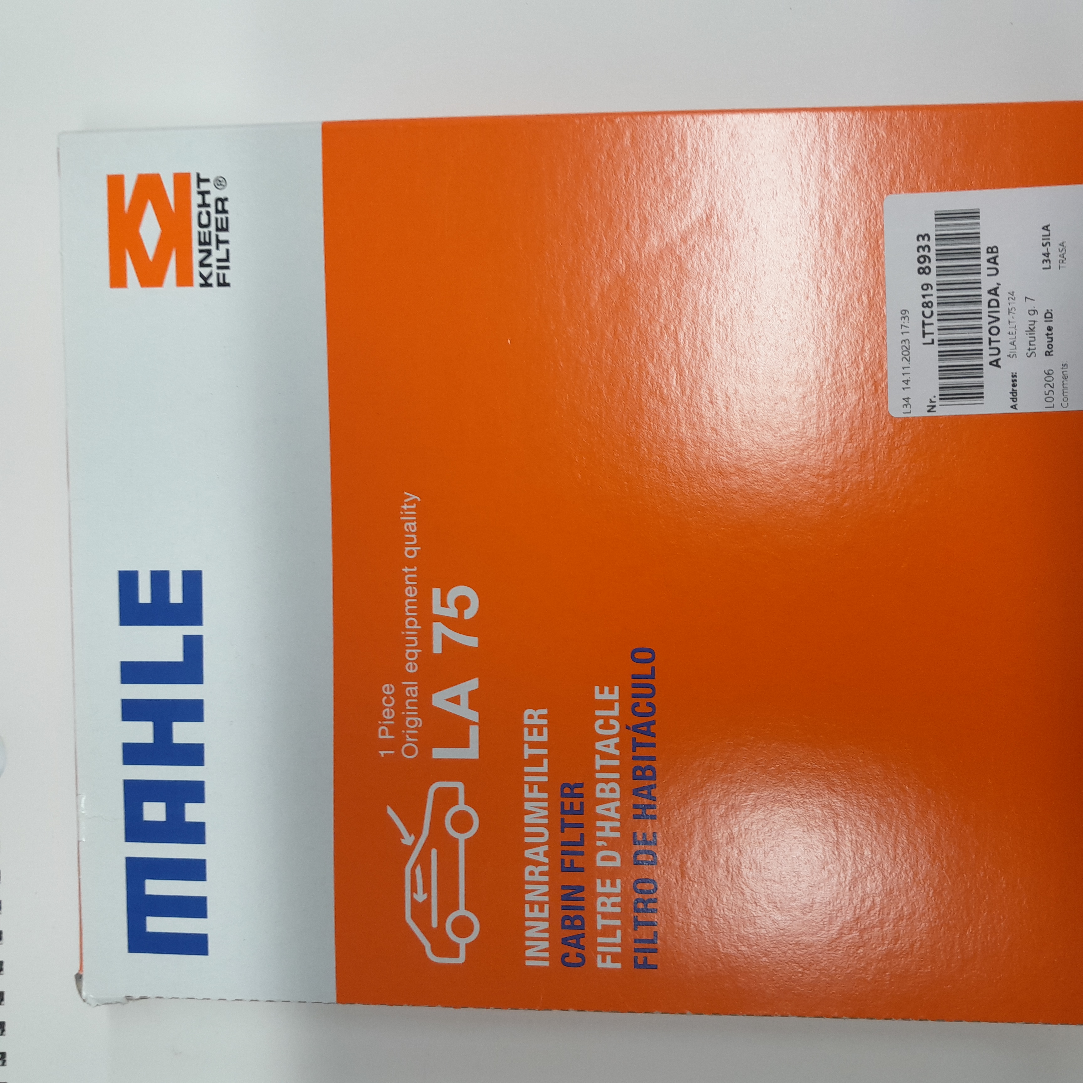 Mahle LA75 salono filtras